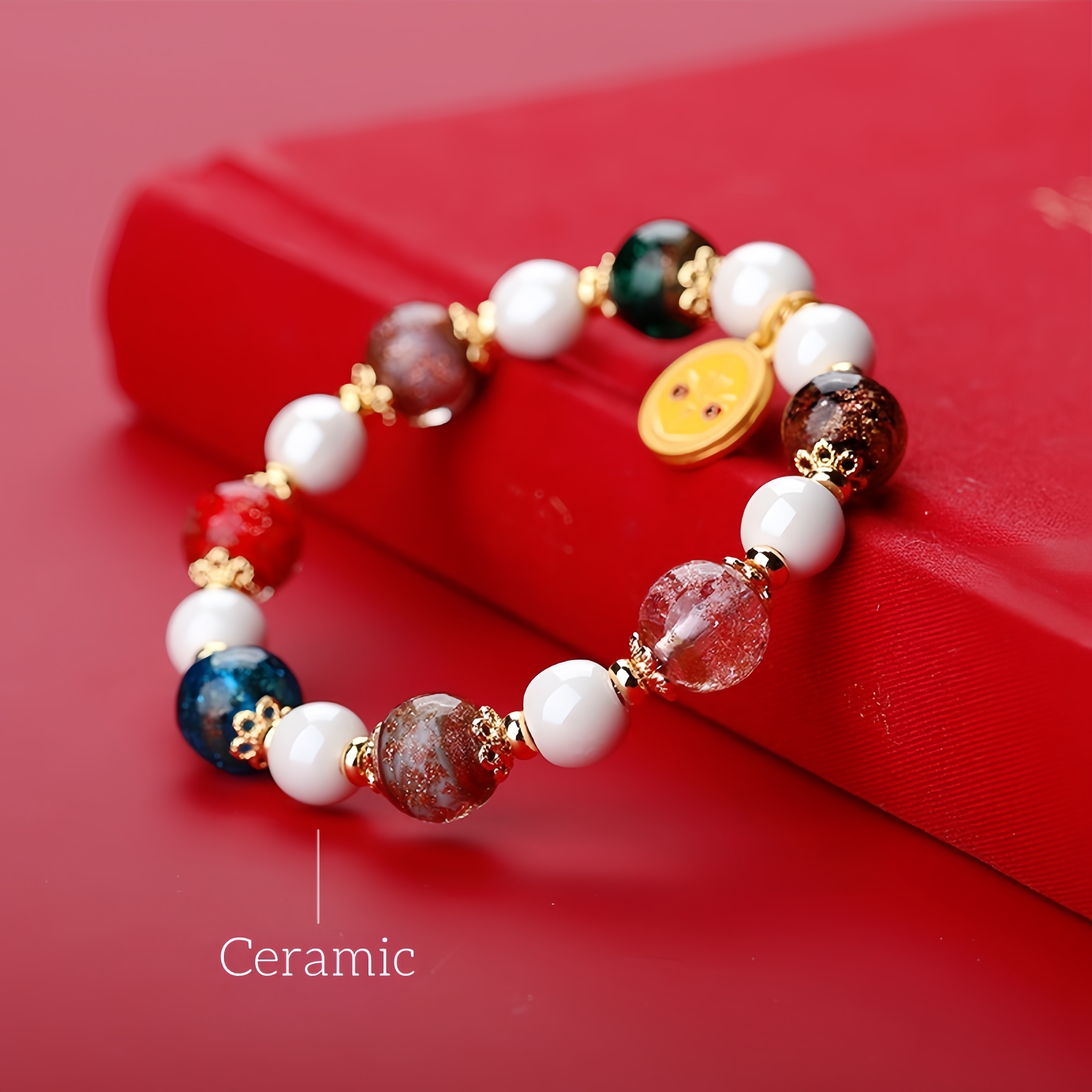 Han Dynasty Ash Bracelet - Gold Foil & Ceramic