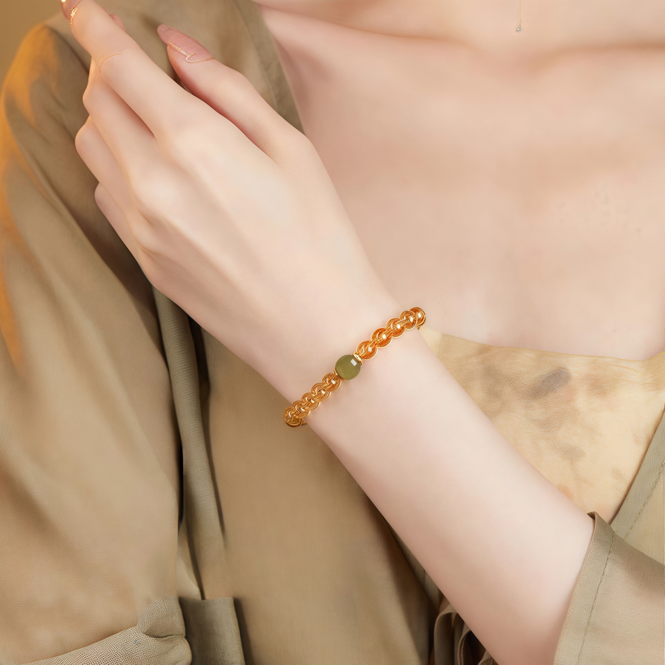 Citrine & Hetian Jade Fortune Bead Bracelet
