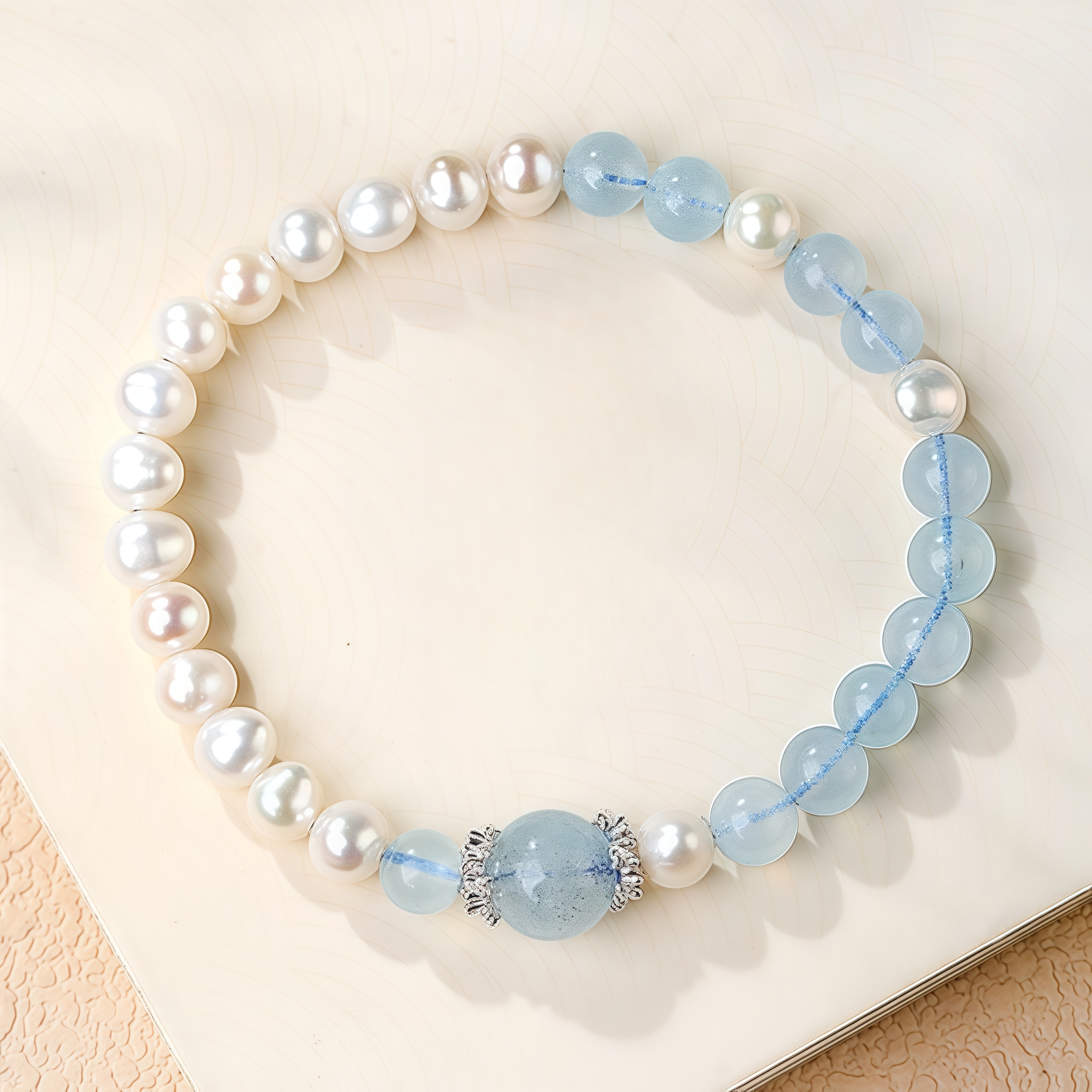 Seafoam Blue Crystal Pearl Bracelet: Radiate Tranquility & Elegance