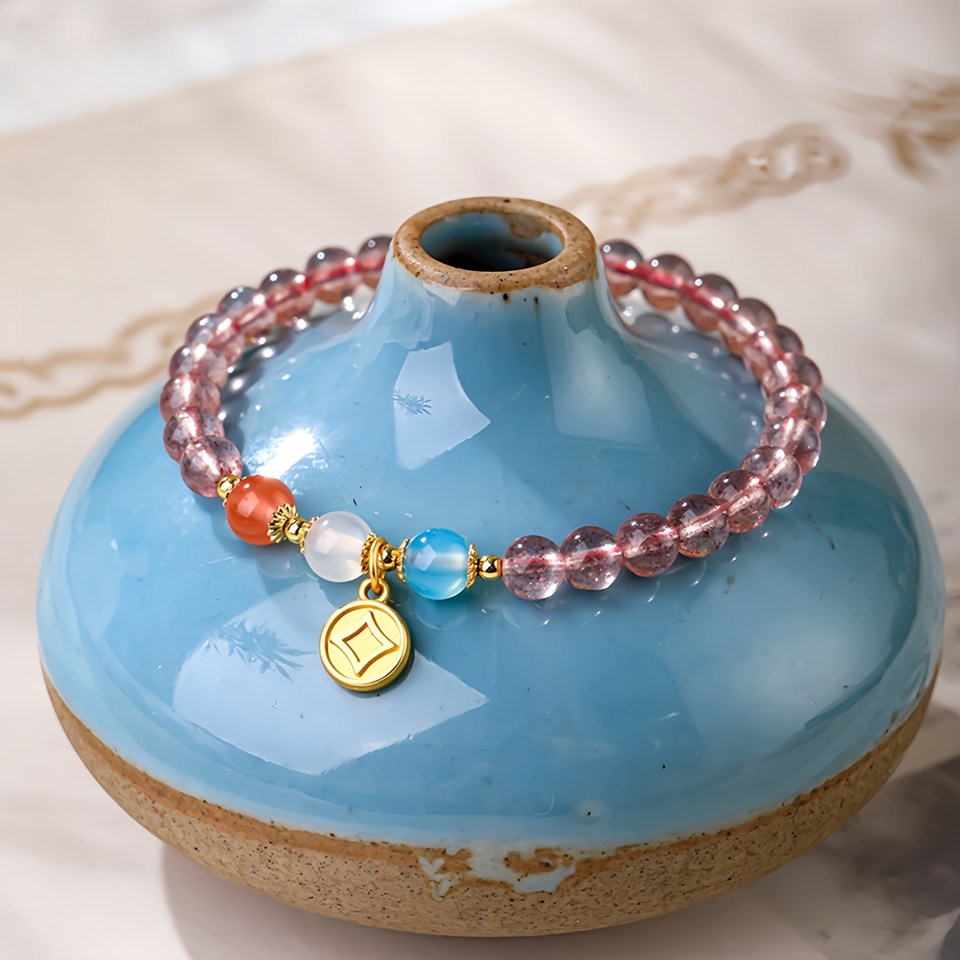 Icy Rose Quartz Bracelet - Love Attraction Crystal Jewelry for Women