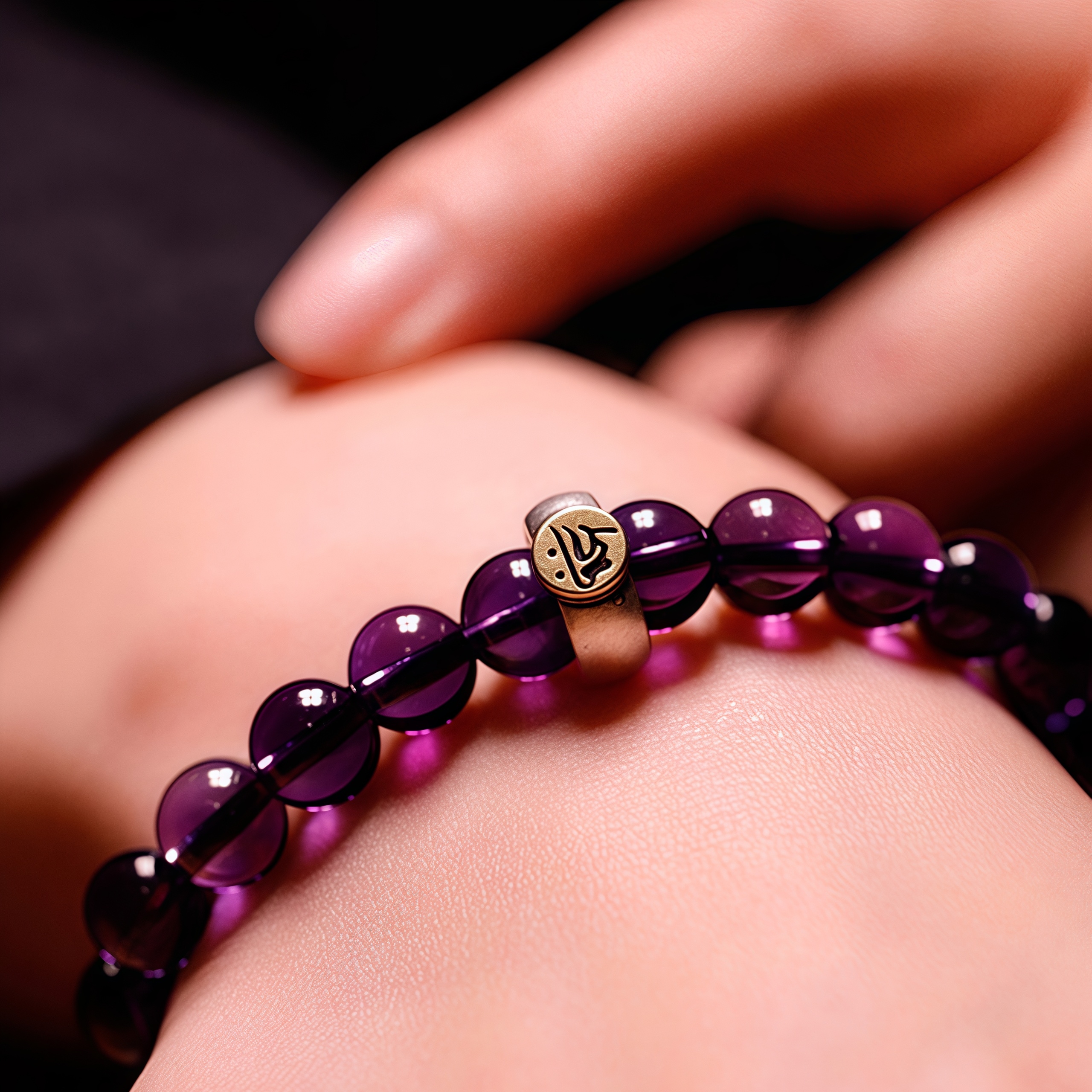 Amethyst Nine Purple Fire Zodiac Guardian Buddha Bracelet