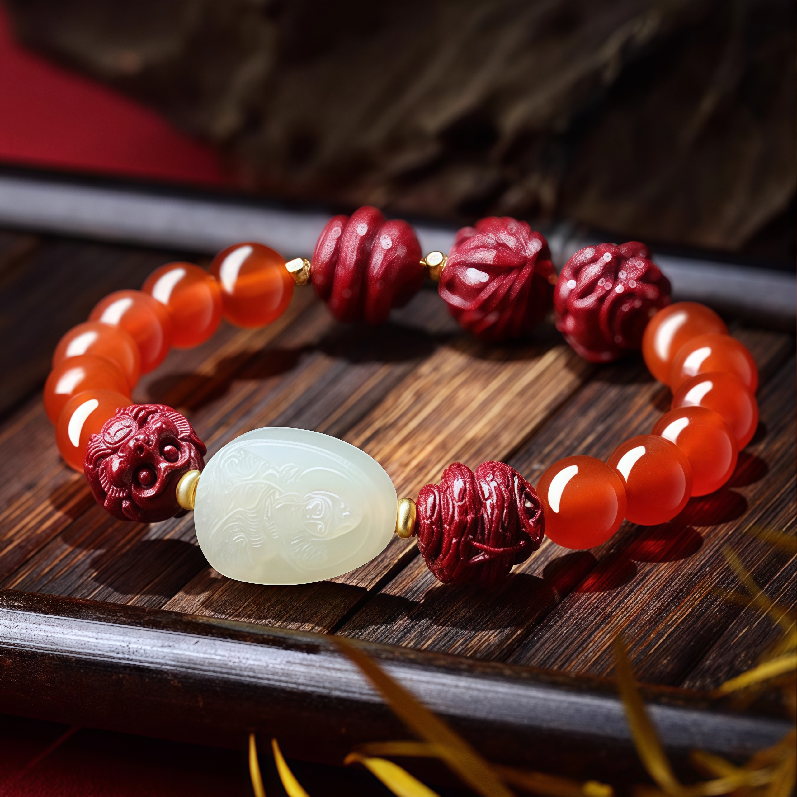 Unlock Cosmic Harmony: How the Red Agate & Hetian Jade Guardian Buddha Bracelet Balances Destiny in Your Zodiac Year-Fortune Fountain