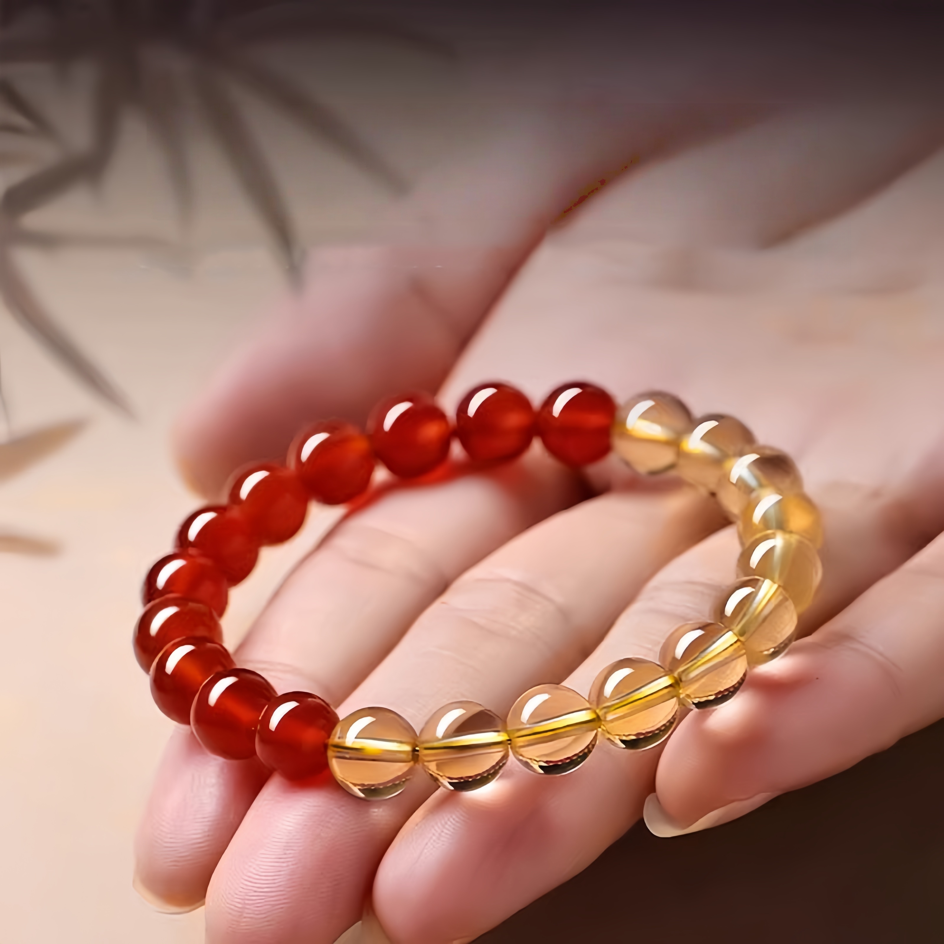 Red Agate & Citrine Bracelet - Wealth Energy & Vitality Jewelry