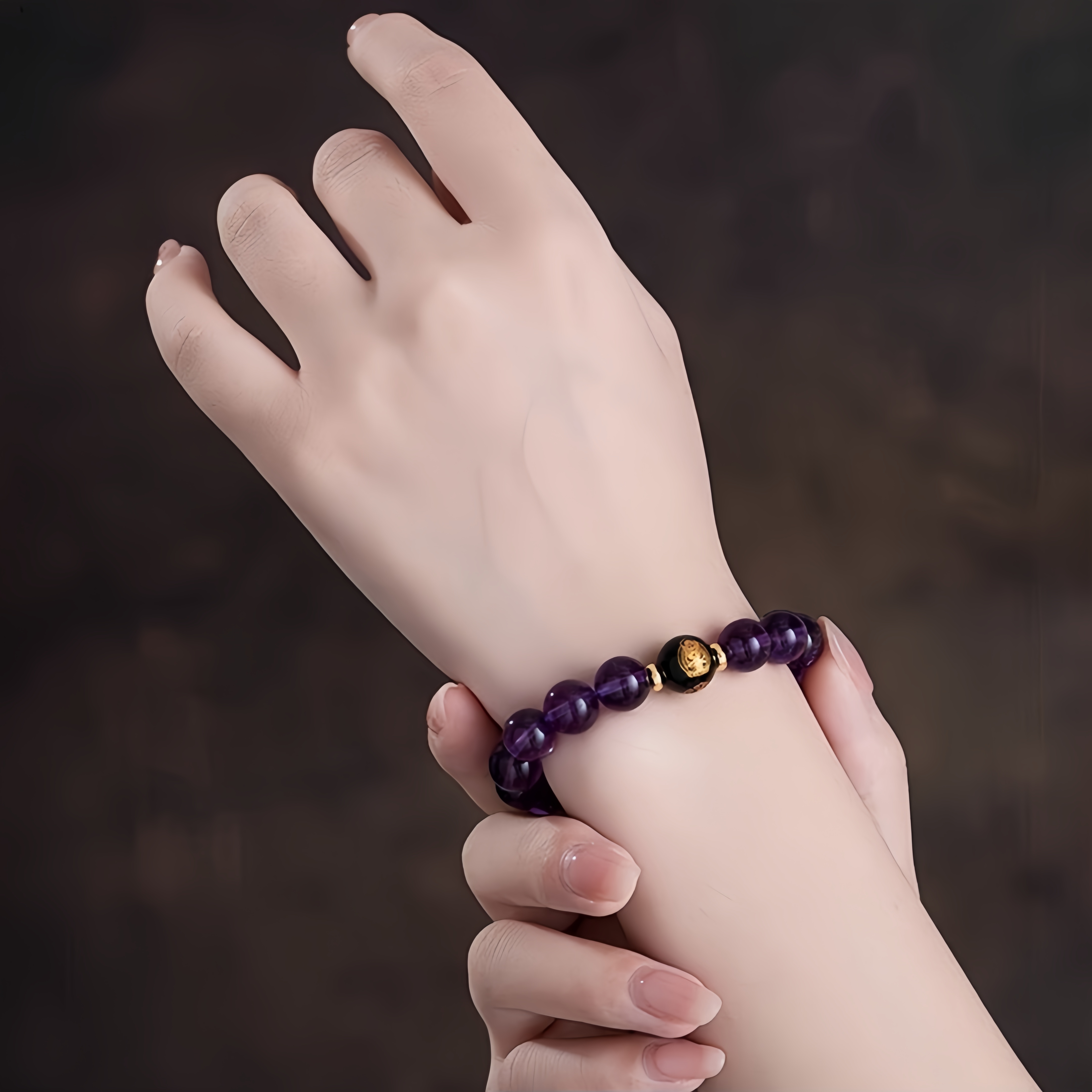 Natural Amethyst Zodiac Buddha Bracelet - 9 Li Fire & Fortune