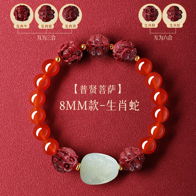 Red Agate & Hetian Jade Zodiac Guardian Buddha Bracelet
