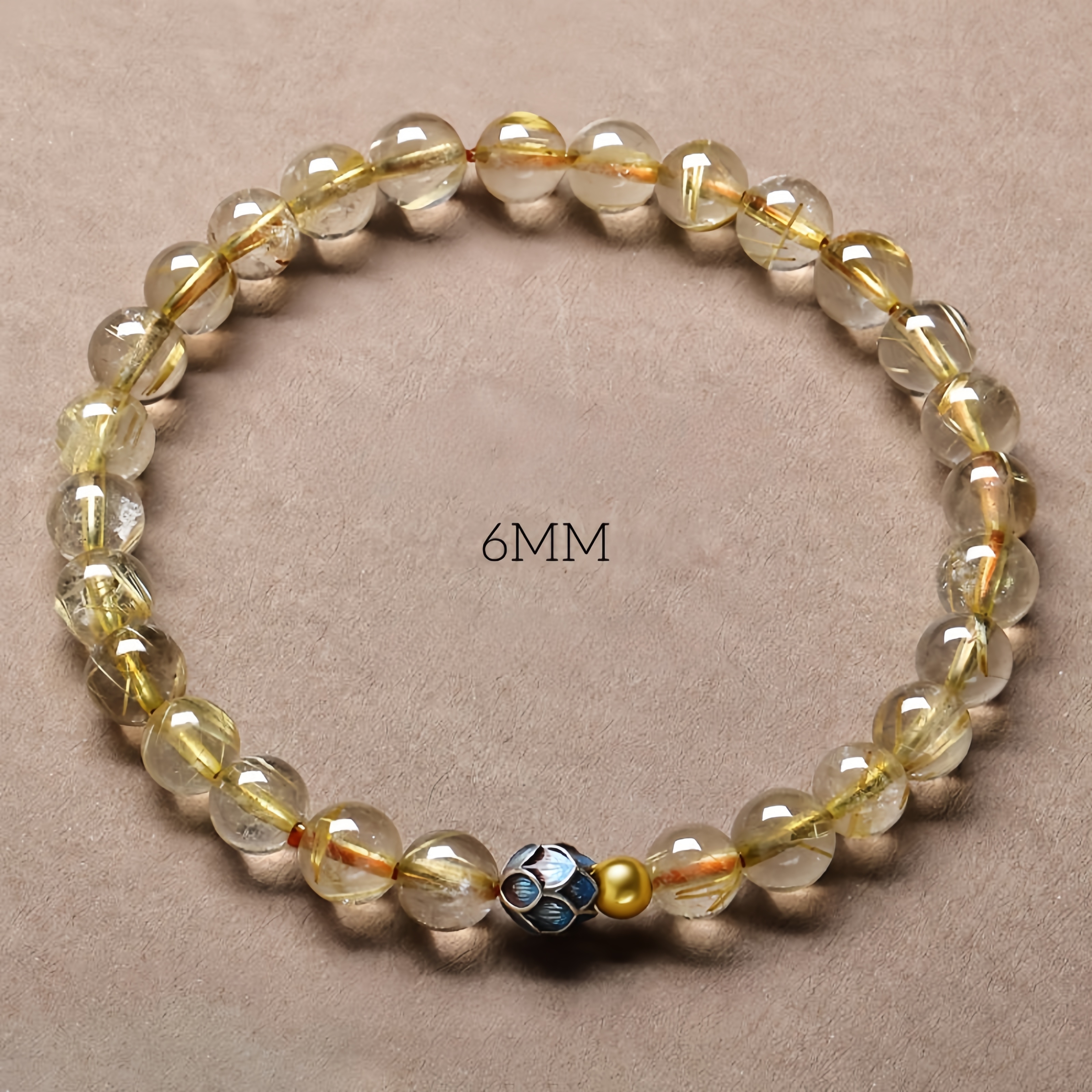 Golden Rutilated Quartz & Lotus Bracelet - Wealth Energy & Zen Jewelry