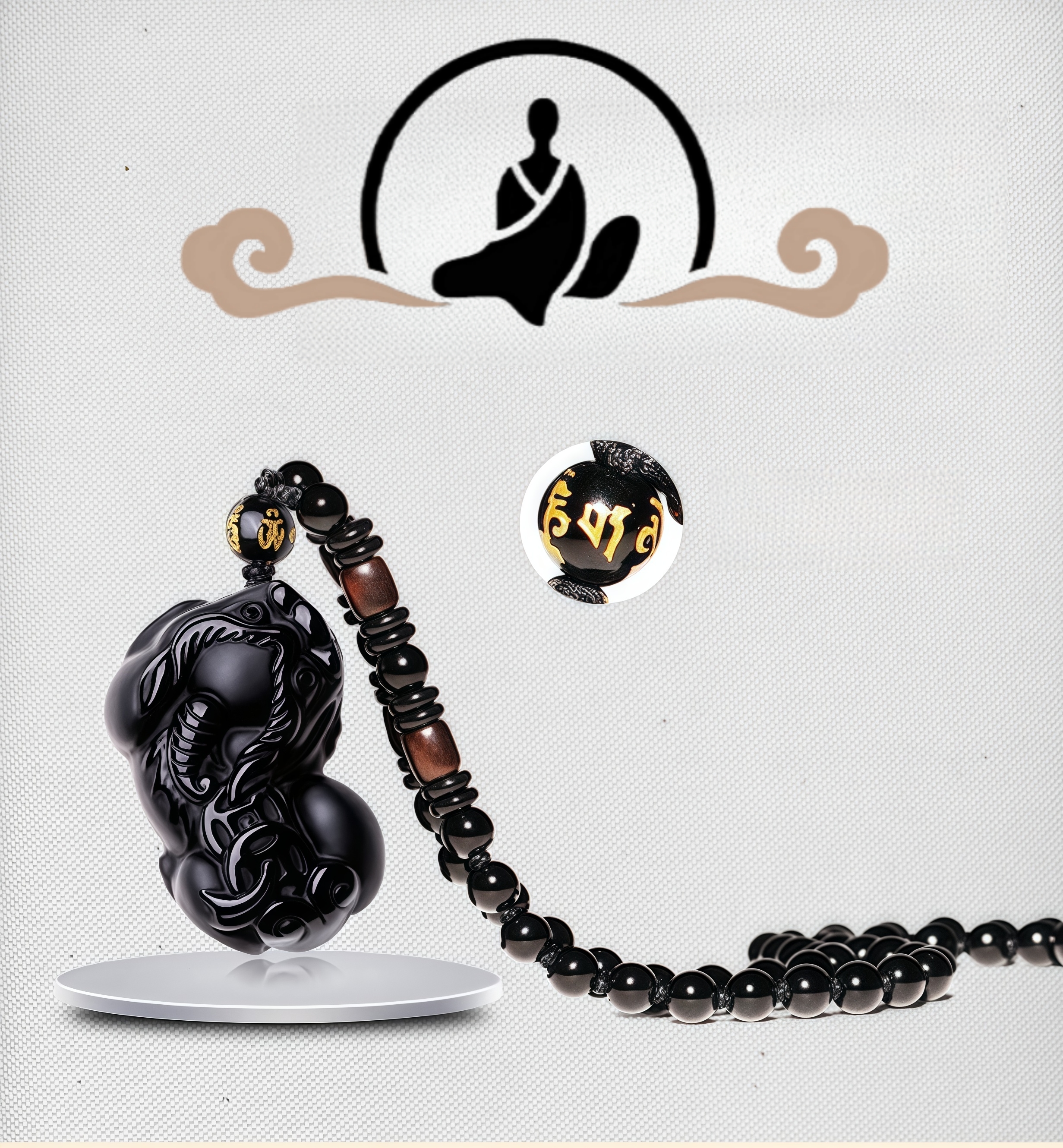 Elite Pi Xiu Black/Ice Obsidian Pendant - CEO Wealth & Power Amulet