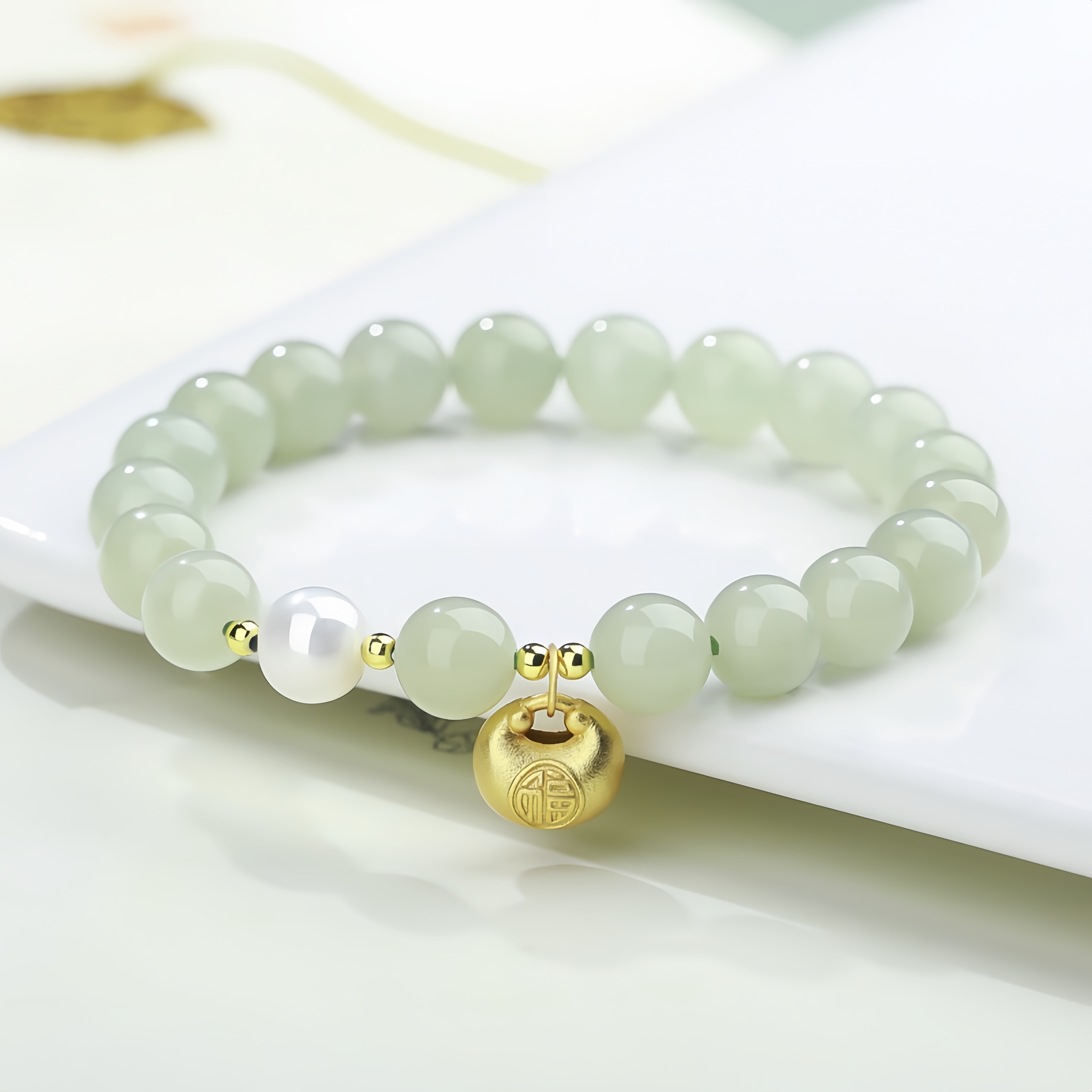 Natural Hetian Jade Bracelet - Luxury Serenity Jewelry for Women