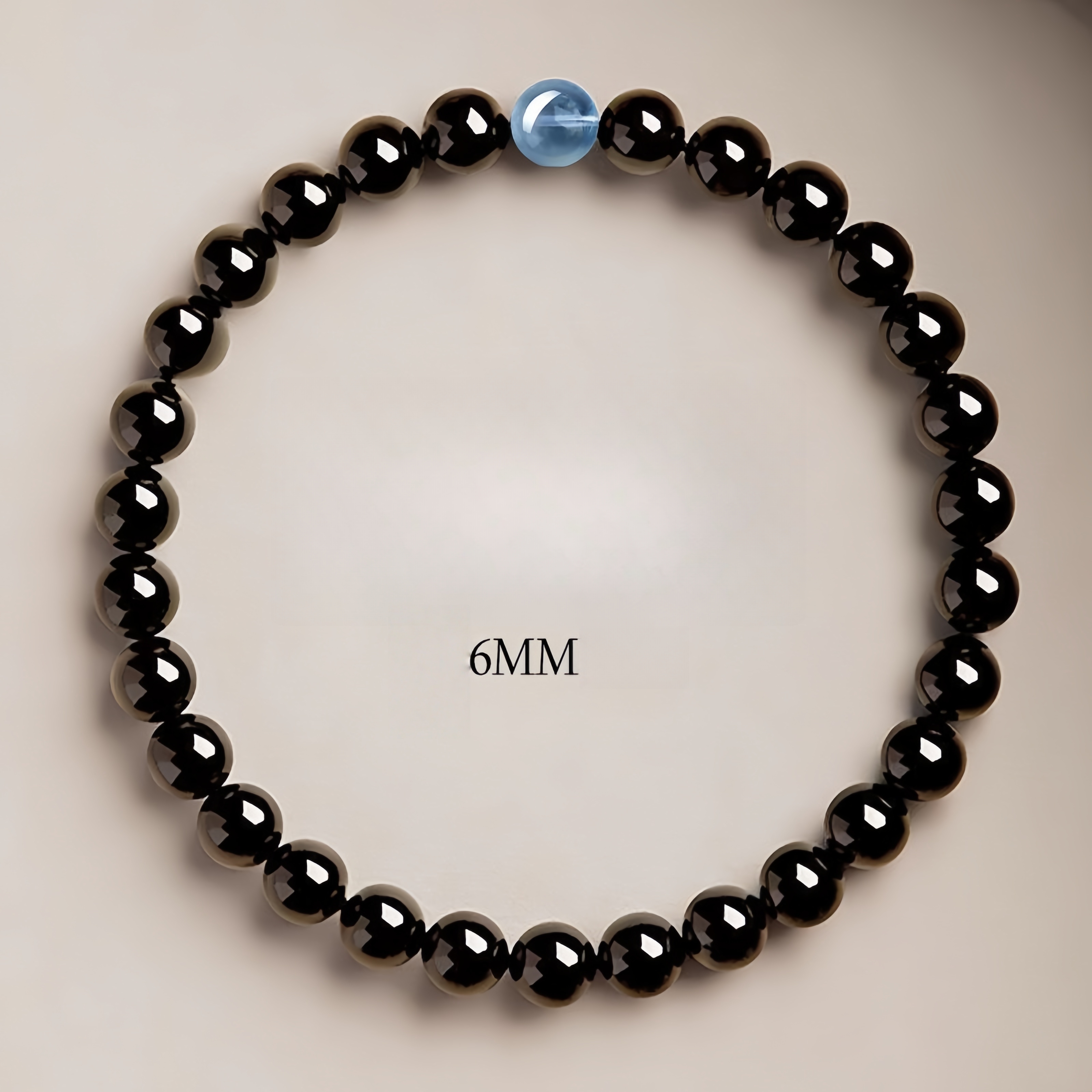 Black Obsidian & Aquamarine Bracelet - Energy Shield & Communication Jewelry