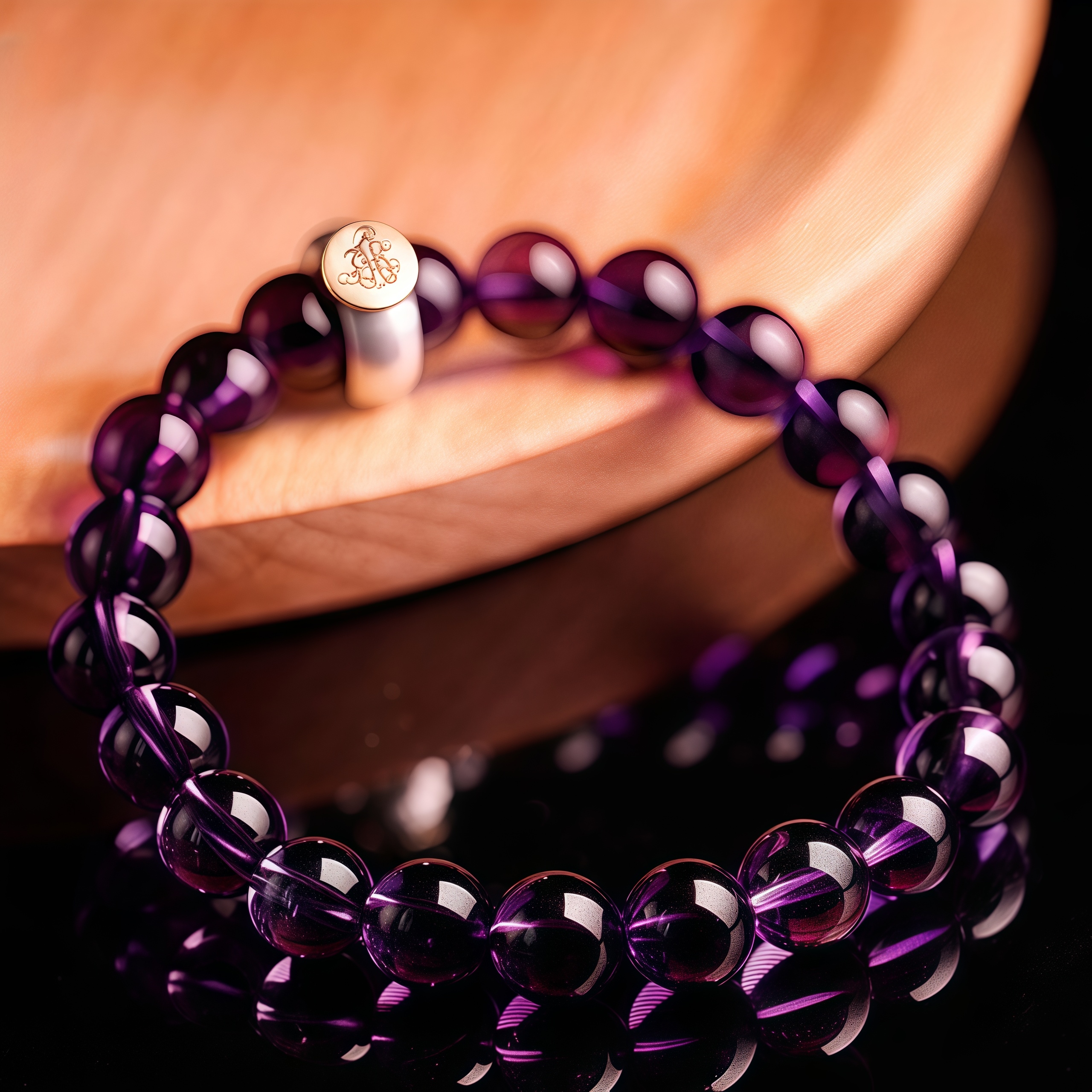 Amethyst Nine Purple Fire Zodiac Guardian Buddha Bracelet