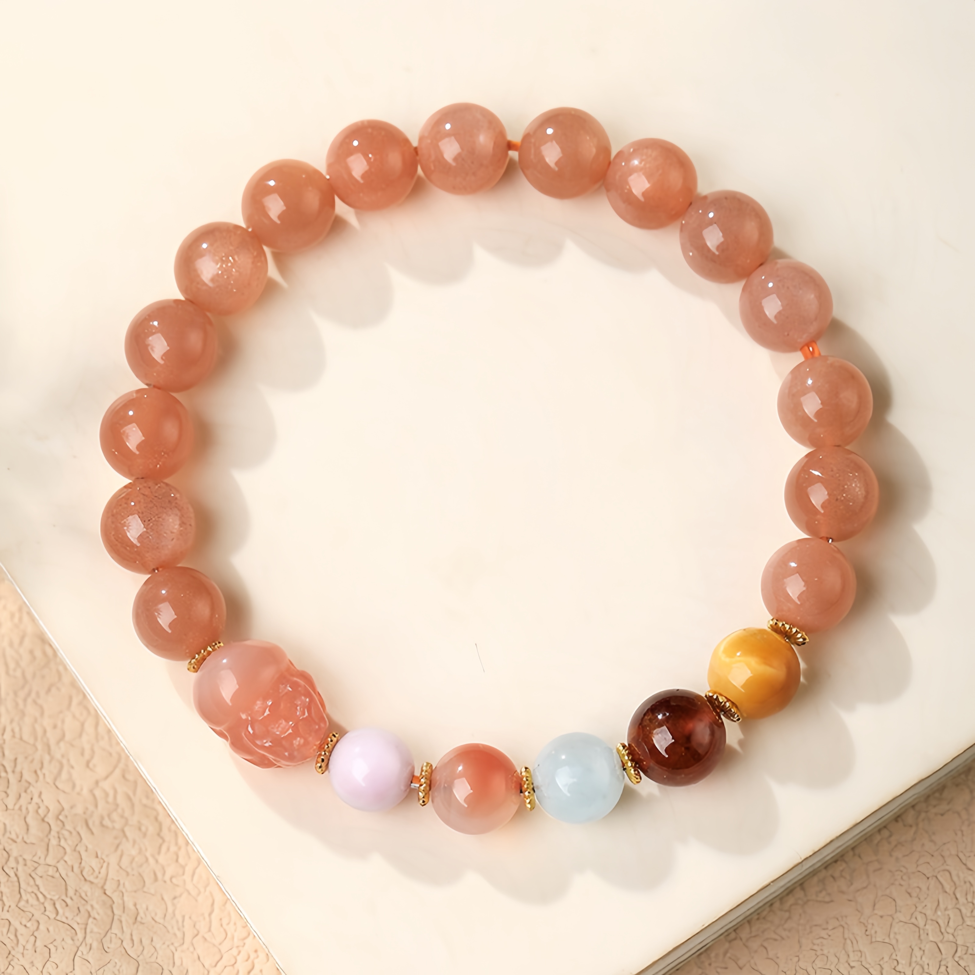 Sun Stone Bracelet - Pi Xiu & Five-Color Treasure Beads