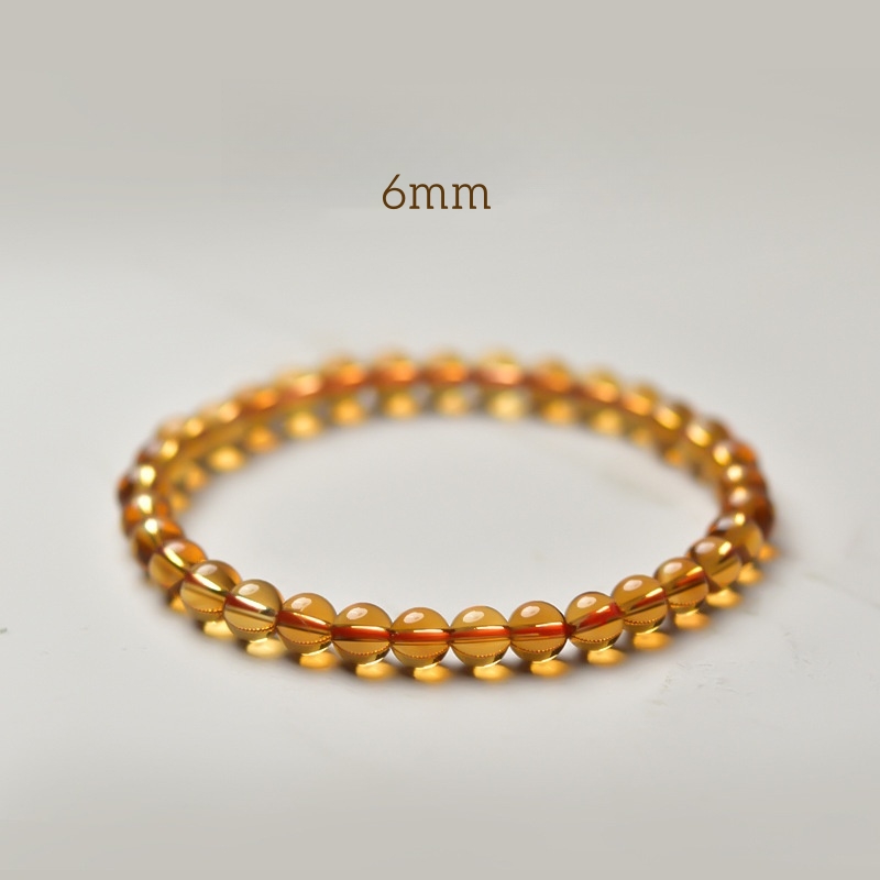 Natural Yellow Crystal Bracelet - Single Strand Citrine Jewelry for Wealth & Positive Energy
