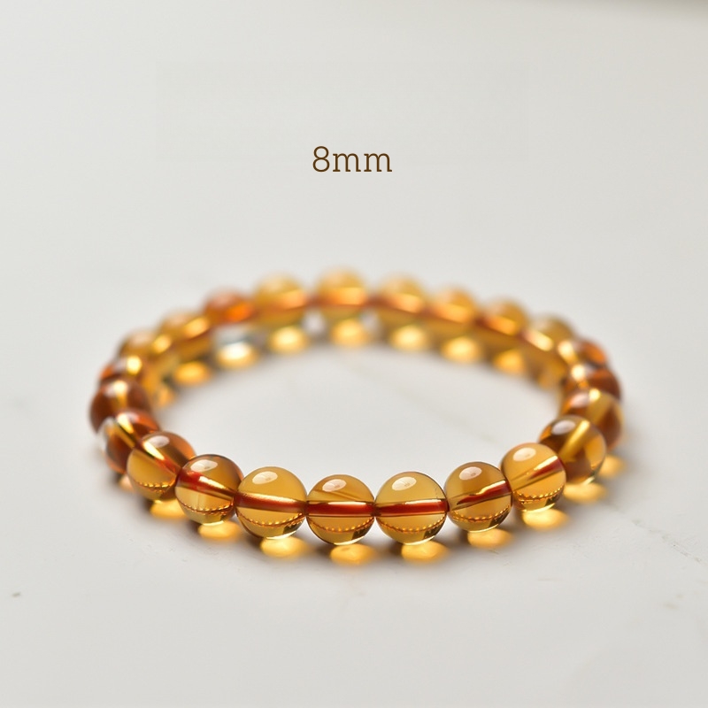 Natural Yellow Crystal Bracelet - Single Strand Citrine Jewelry for Wealth & Positive Energy