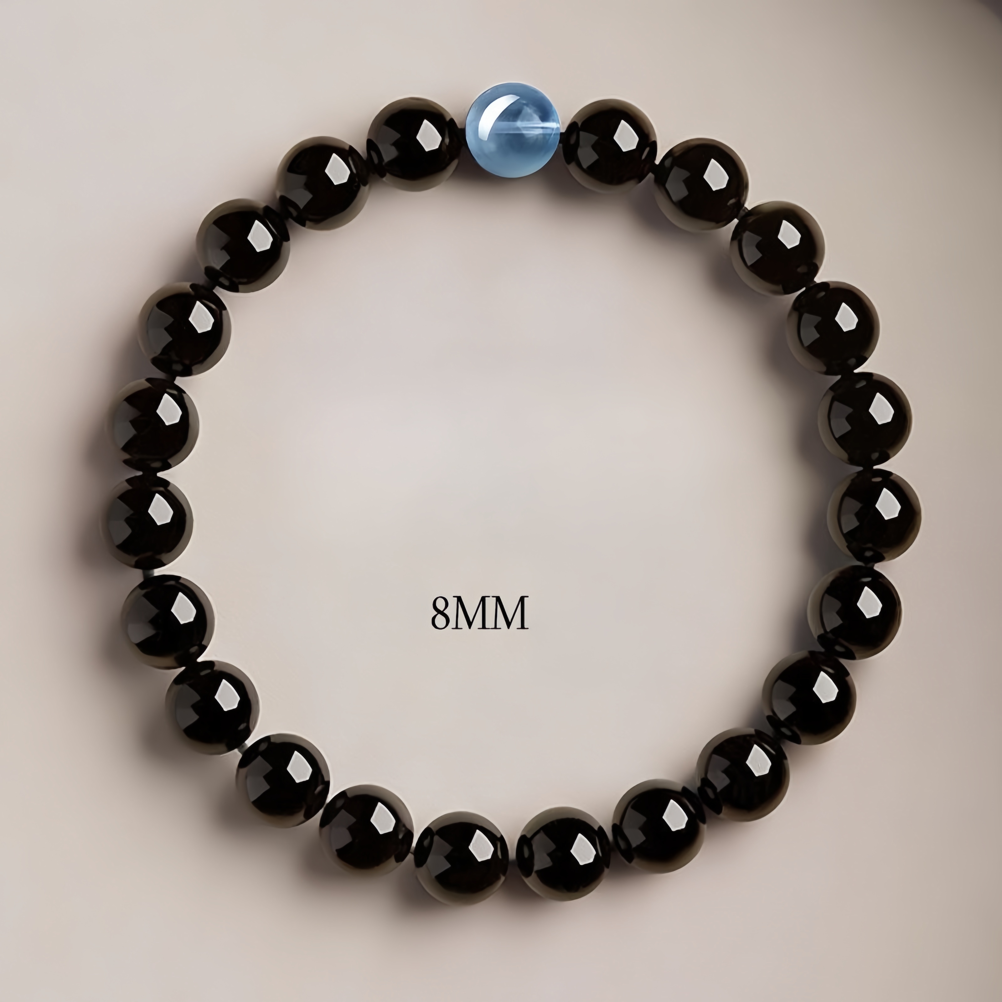 Black Obsidian & Aquamarine Bracelet - Energy Shield & Communication Jewelry