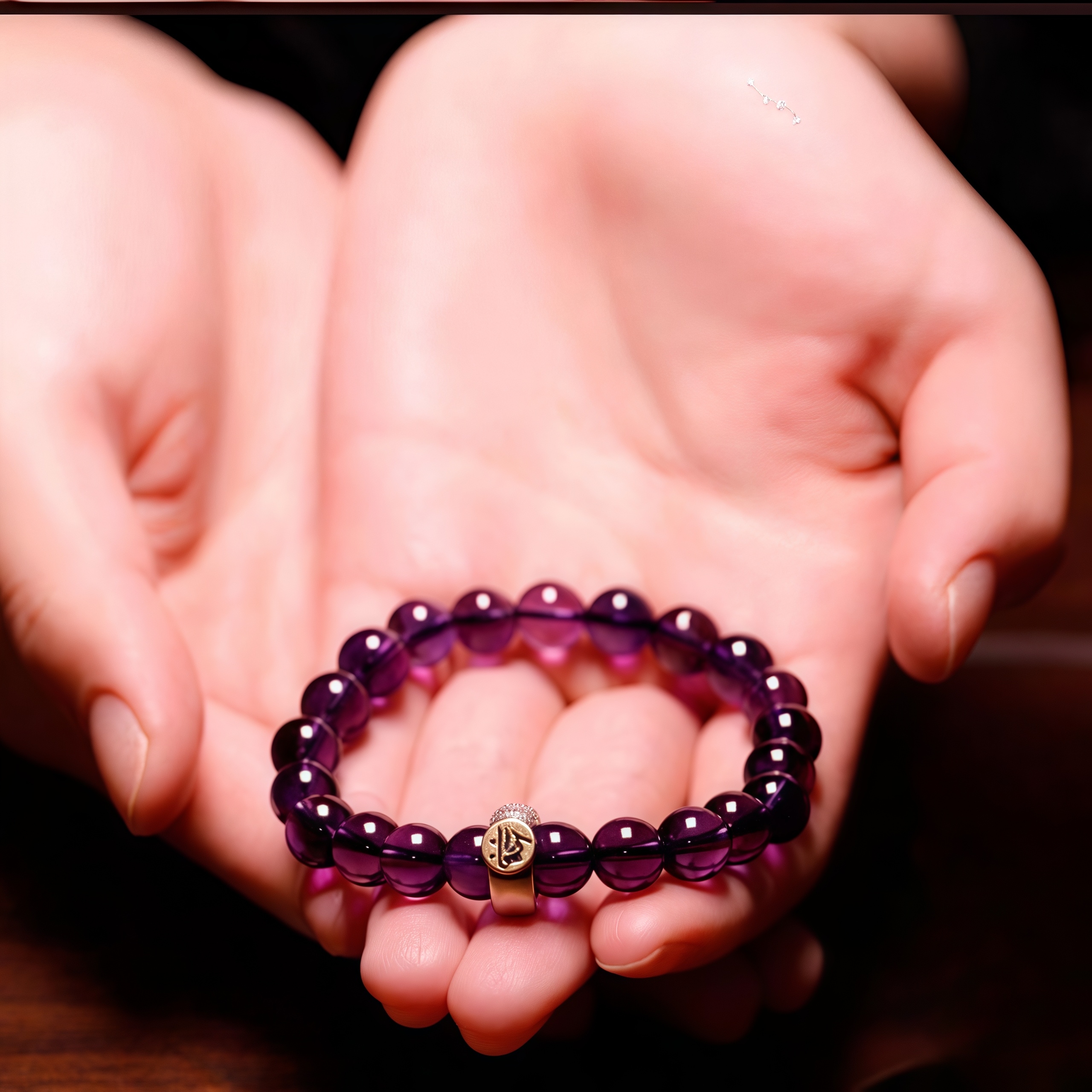 Amethyst Nine Purple Fire Zodiac Guardian Buddha Bracelet
