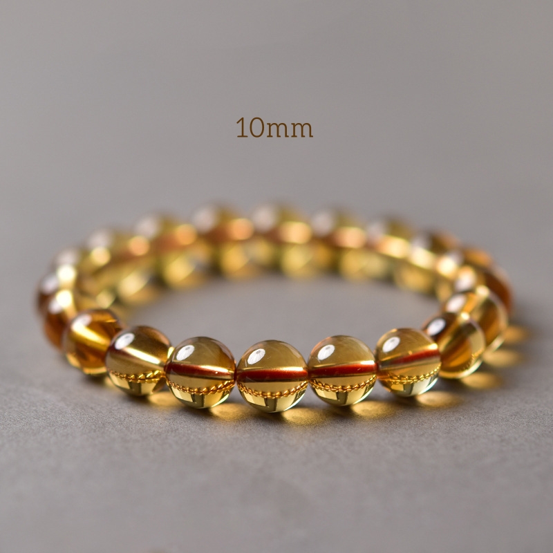 Natural Yellow Crystal Bracelet - Single Strand Citrine Jewelry for Wealth & Positive Energy