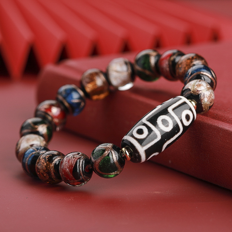 Incense Ash Glaze Dzi Bead Bracelet: Unlock Positive Energy & Spiritual Protection