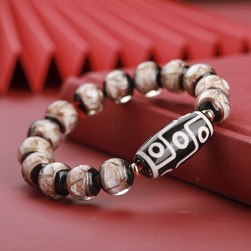 Incense Ash Glaze Dzi Bead Bracelet: Unlock Positive Energy & Spiritual Protection