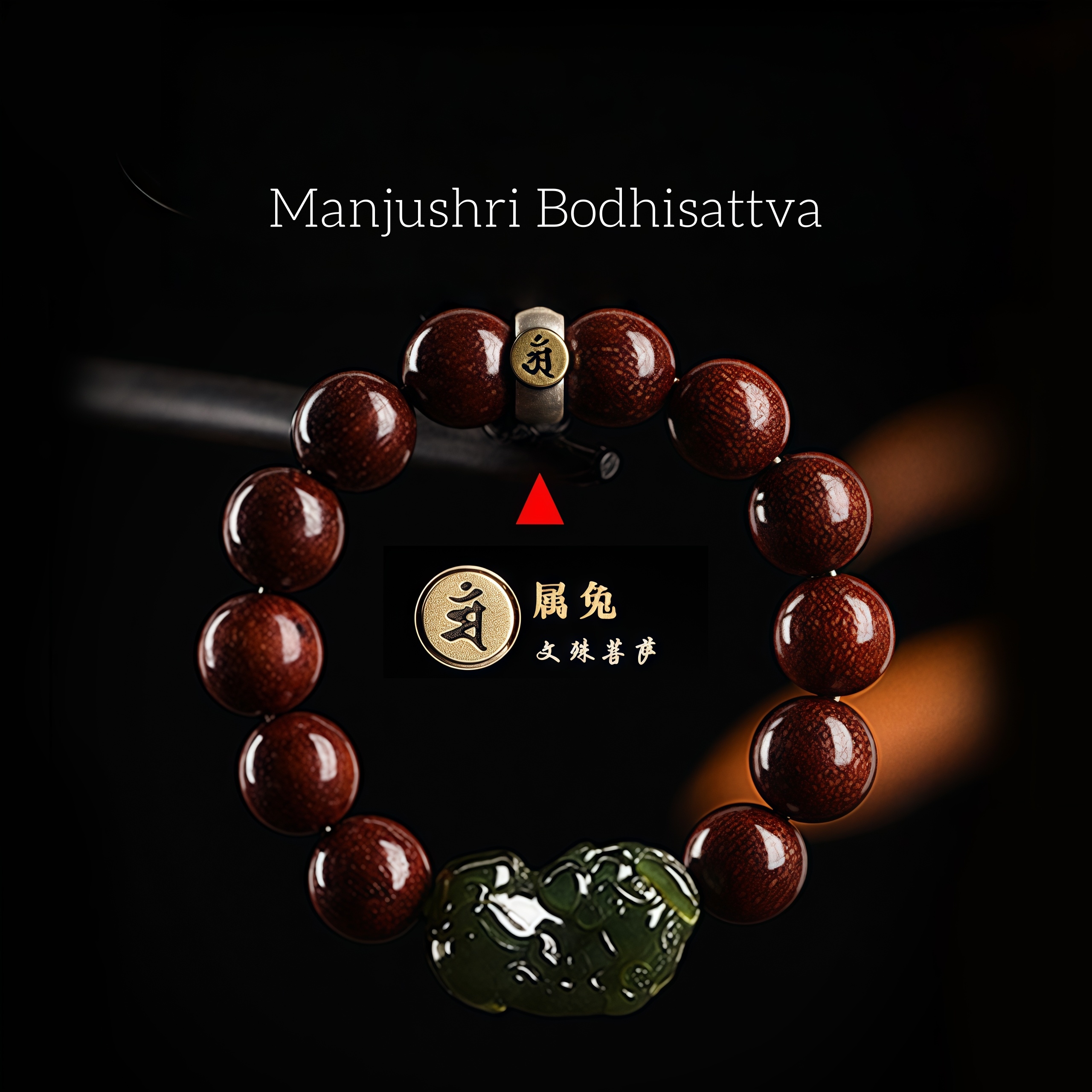 Natural Red Sandalwood Bracelet - Pi Xiu & Zodiac Buddha