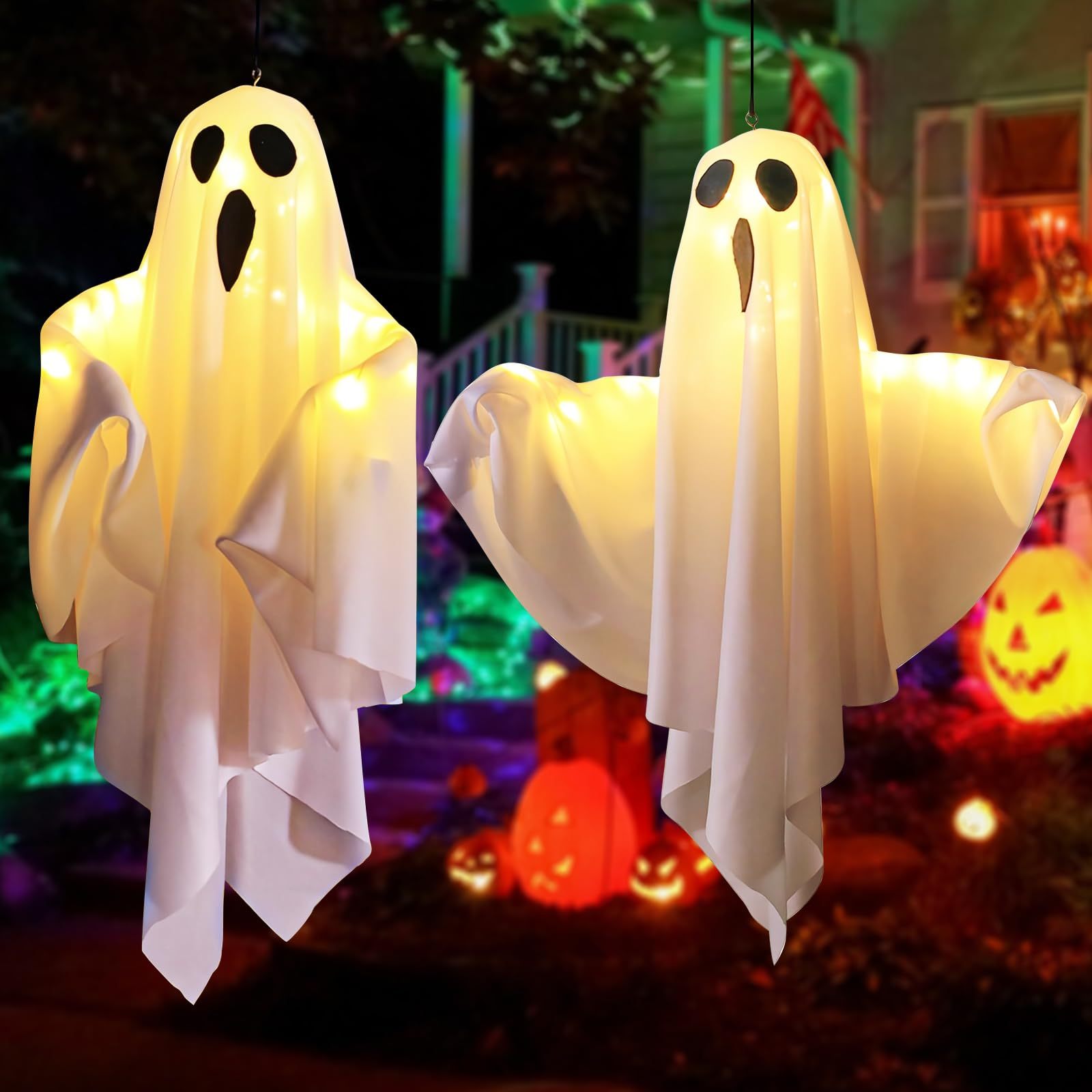 🎃Fantome de Halloween👻 Lampă LED suspendată - Decor înfricoșător strălucitor, perfect pentru a crea o atmosferă de petrecere în interior!