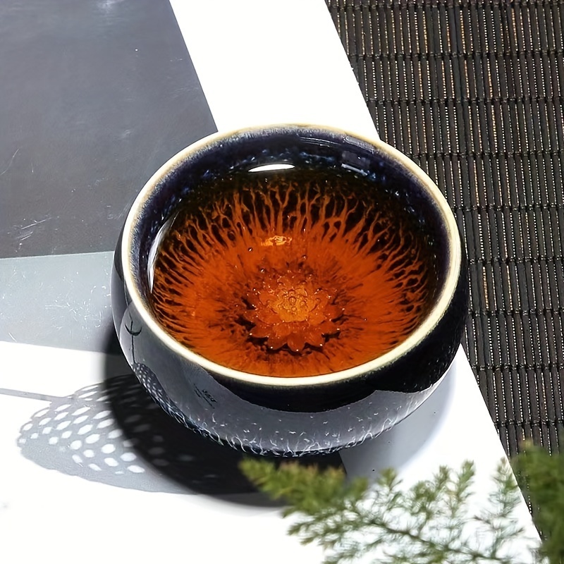 [Jianzhan] ceașcă de ceai chinezească Jianzhan, ceașcă de ceai autentică lucrată manual, porțelan tradițional din cultura chineză, porțelan glazut unic, perfect pentru iubitorii de ceai și colecționari - măiestrie în cuptor, ceramică neagră elegantă, expe