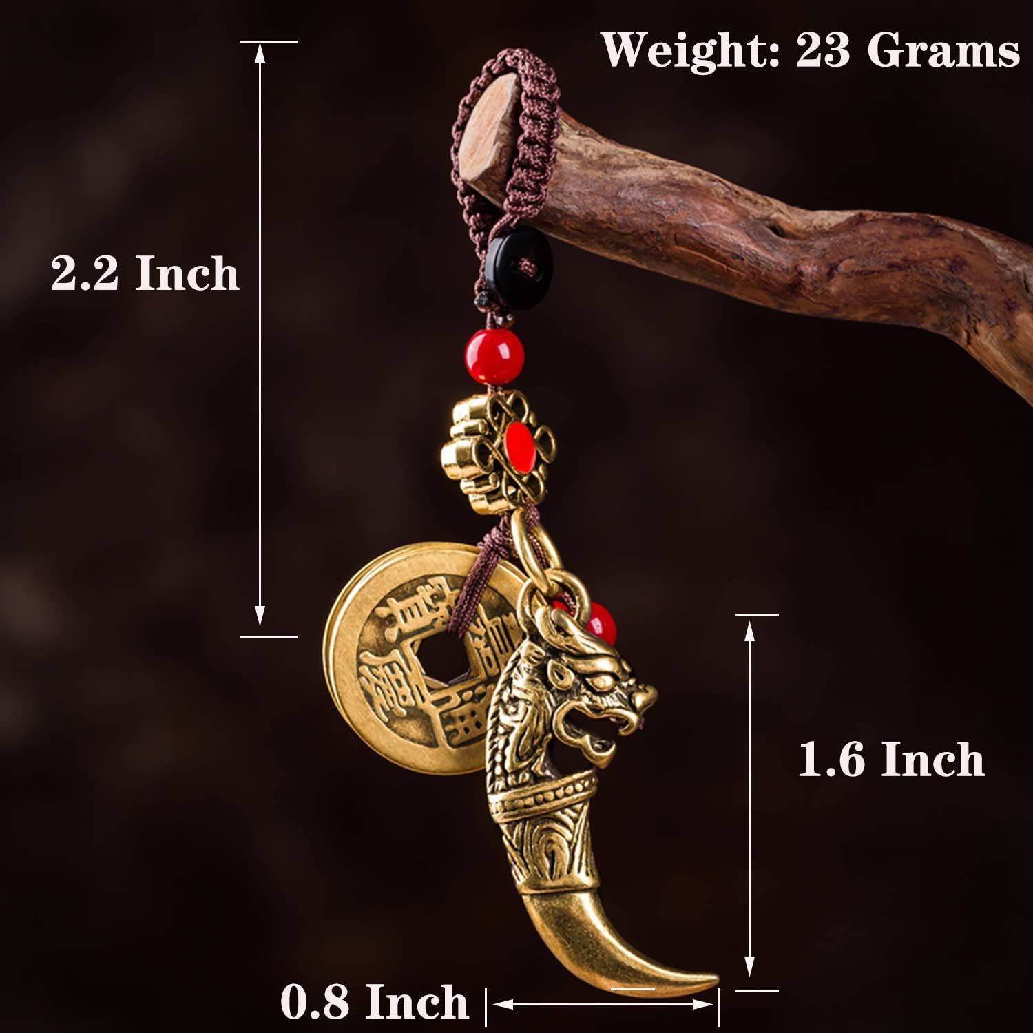 🍀[Cumpărați unul și primiți trei gratuit]! ✨Dragon Teeth Amulet Feng Shui Lucky Breloc, Accesoriu pentru geantă pentru farmecul norocului cu cinci monede Feng Shui Lucky Charm Ciciuc