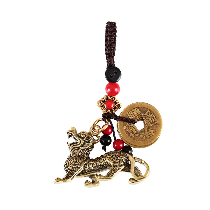 🍀[Cumpărați unul și primiți trei gratuit]! ✨Dragon Teeth Amulet Feng Shui Lucky Breloc, Accesoriu pentru geantă pentru farmecul norocului cu cinci monede Feng Shui Lucky Charm Ciciuc