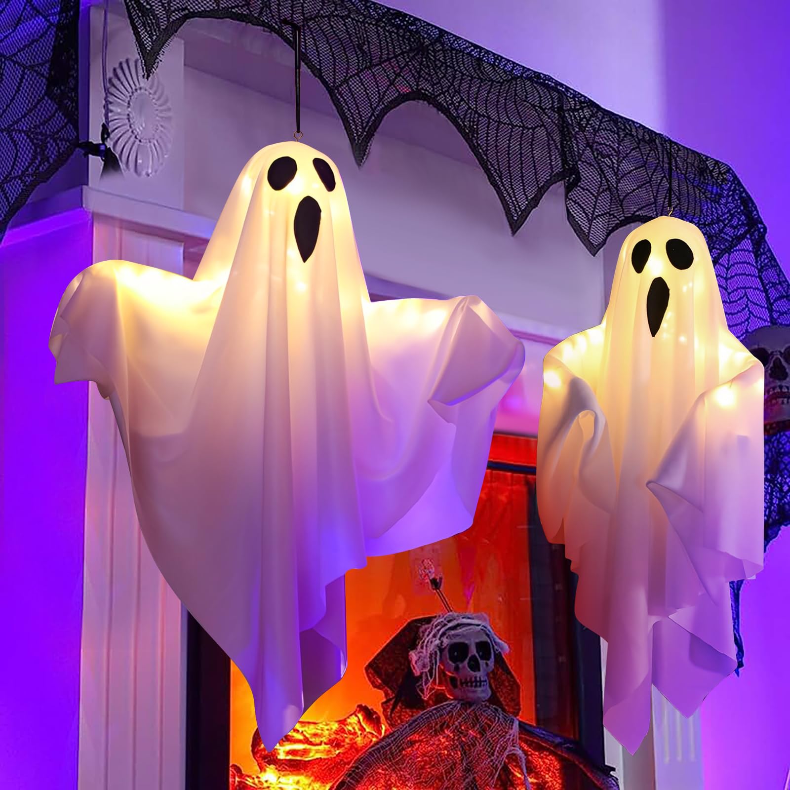 🎃Fantome de Halloween👻 Lampă LED suspendată - Decor înfricoșător strălucitor, perfect pentru a crea o atmosferă de petrecere în interior!