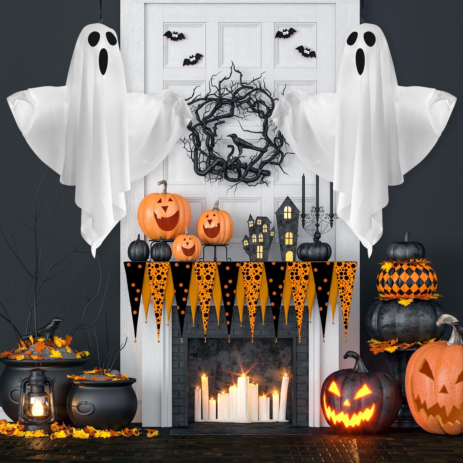 🎃Fantome de Halloween👻 Lampă LED suspendată - Decor înfricoșător strălucitor, perfect pentru a crea o atmosferă de petrecere în interior!