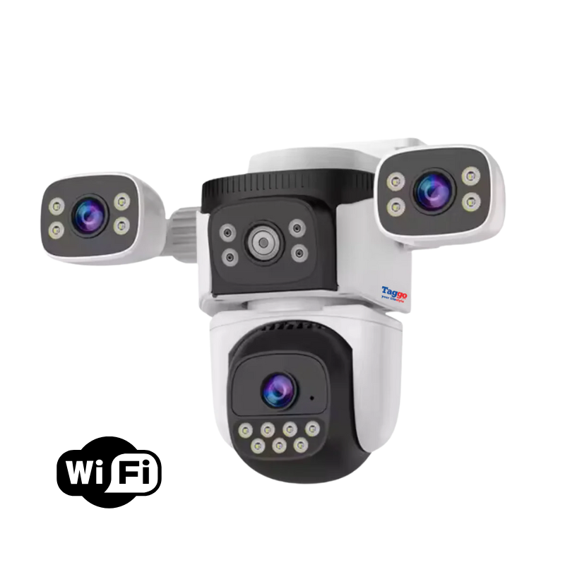 Camera de supraveghere WIFI 4K. 12MP. 3 lentile. Control din aplicatie. Comunicare bidirectionala. Urmarire automata. IP66