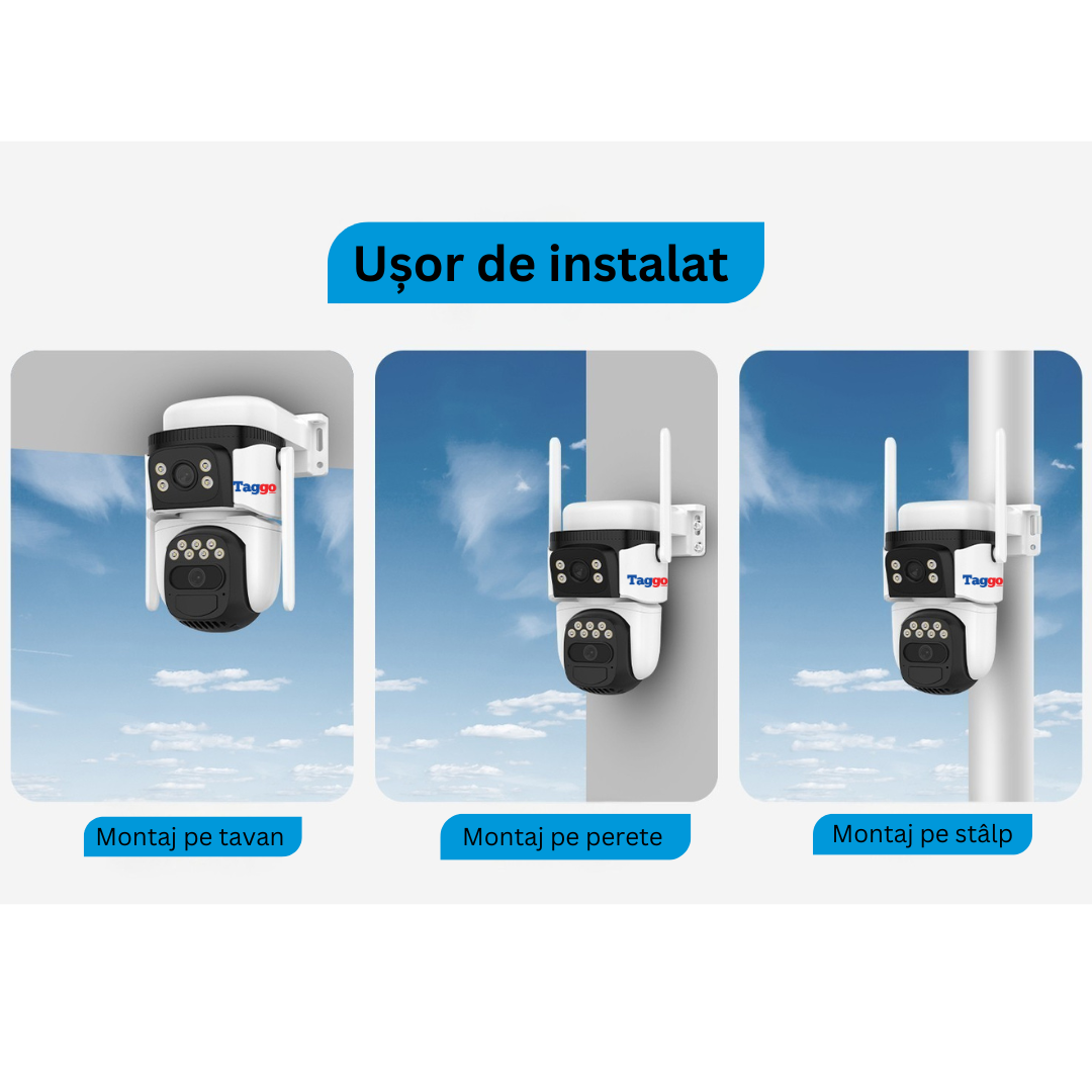 Camera de Supraveghere Solara 4G Cartela SIM. Online 24h. 6 MP. Full HD. Panou Solar 10W. Rezistenta La Apa IP 66