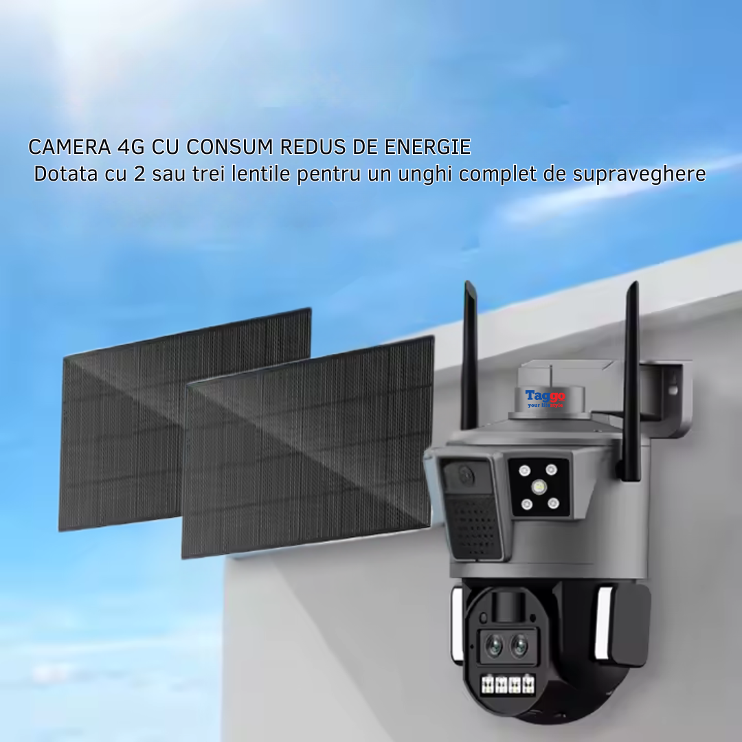 Camera de Supraveghere Solara 4G Cartela SIM 4K . Panou Solar 30W. Rezistenta La Apa IP 66