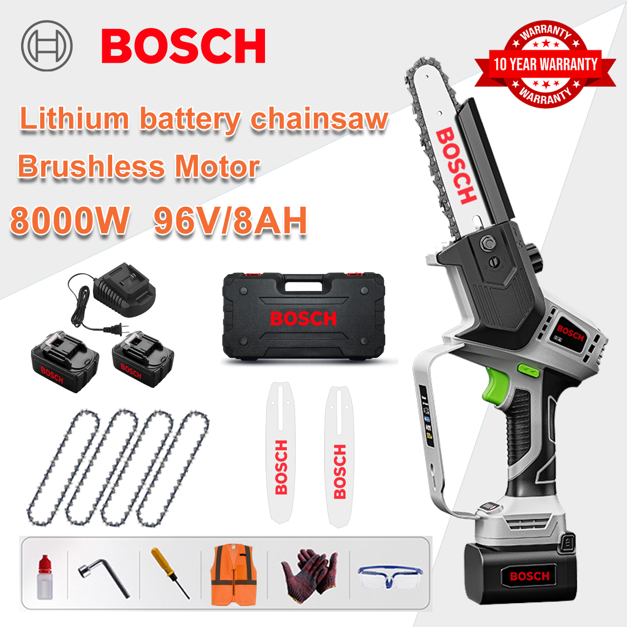 Motoferăstrău Bosch 12000W 96V cu baterie cu litiu Ferăstrău puternic fără perii