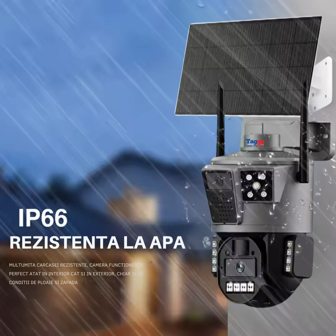 Camera de Supraveghere Solara 4G Cartela SIM 4K . Zoom 10X. Panou Solar 30W. Rezistenta La Apa IP 66