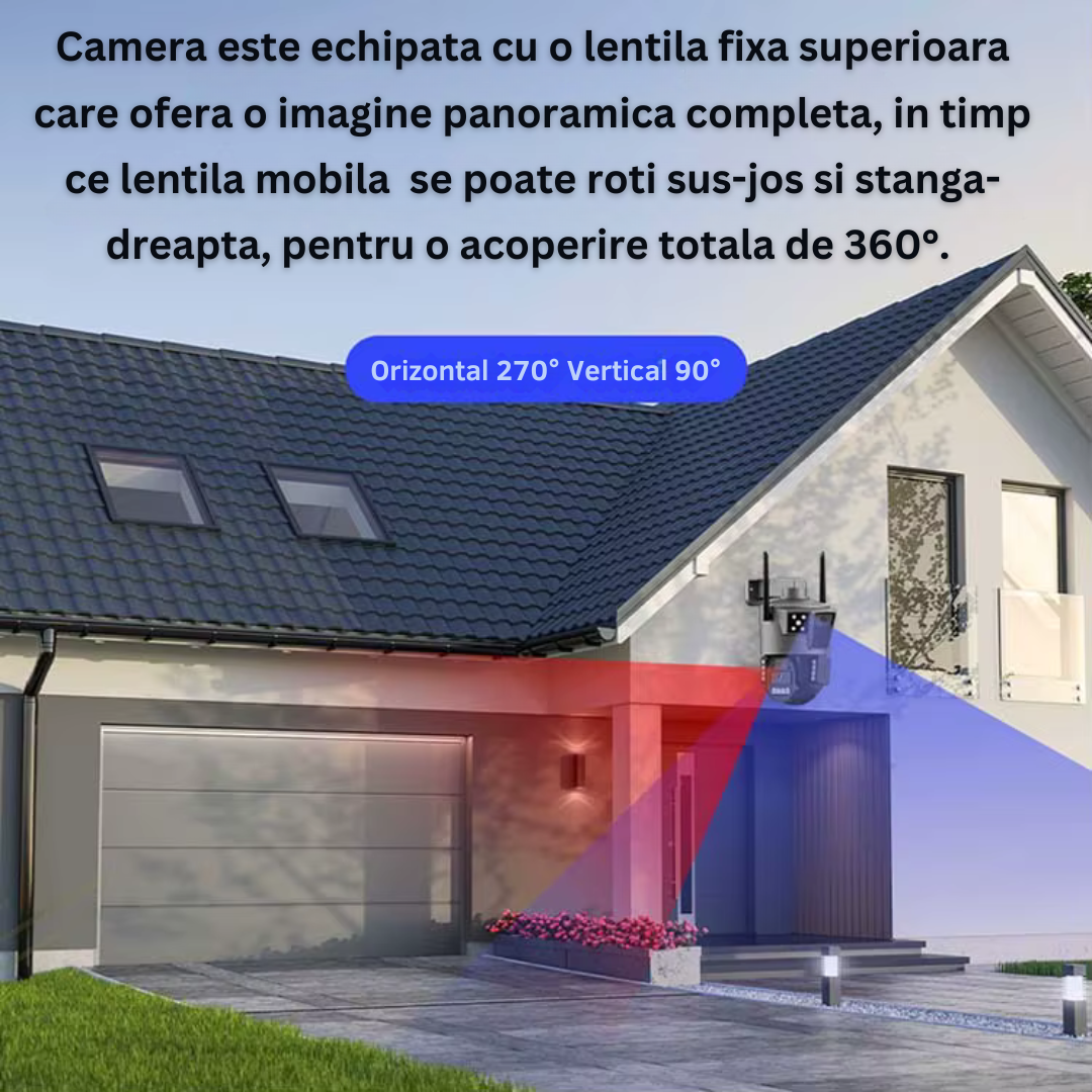 Camera de Supraveghere Solara 4G Cartela SIM 4K . Panou Solar 30W. Rezistenta La Apa IP 66