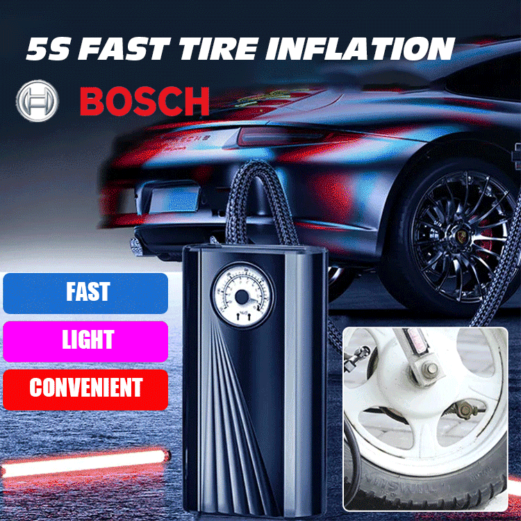 🎉Pompă de umflare a anvelopelor Compresor de aer portabil - Pompă de anvelope auto de 150 PSI cu manometru și lumină LED, 3x Pompă de anvelope inteligentă fără fir cu un singur buton cu umflare rapidă, potrivită pentru mașini, biciclete și motociclete