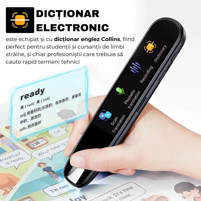 Traducator Inteligent M2 Pro, Traducere vocala, Scanare OCR, Reportofon, Dictionar, Ecran Tactil, 112 Limbi, easyCTRL