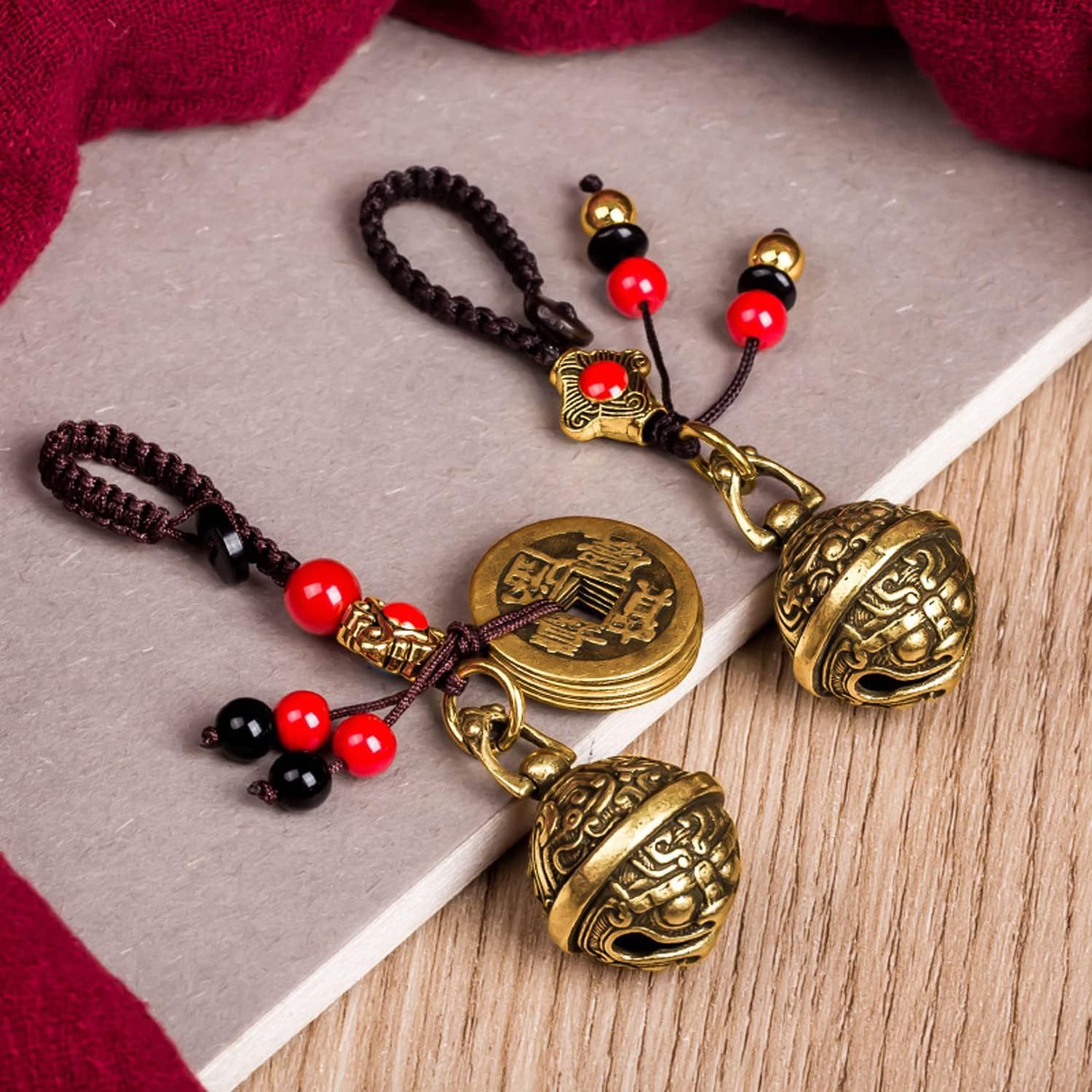 🍀[Cumpărați unul și primiți trei gratuit]! ✨Dragon Teeth Amulet Feng Shui Lucky Breloc, Accesoriu pentru geantă pentru farmecul norocului cu cinci monede Feng Shui Lucky Charm Ciciuc