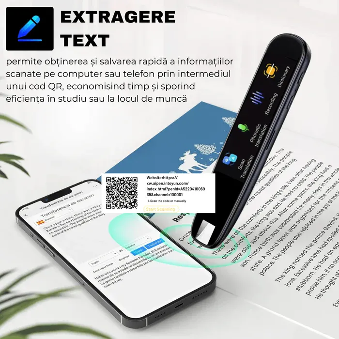 Traducator Inteligent M2 Pro, Traducere vocala, Scanare OCR, Reportofon, Dictionar, Ecran Tactil, 112 Limbi, easyCTRL
