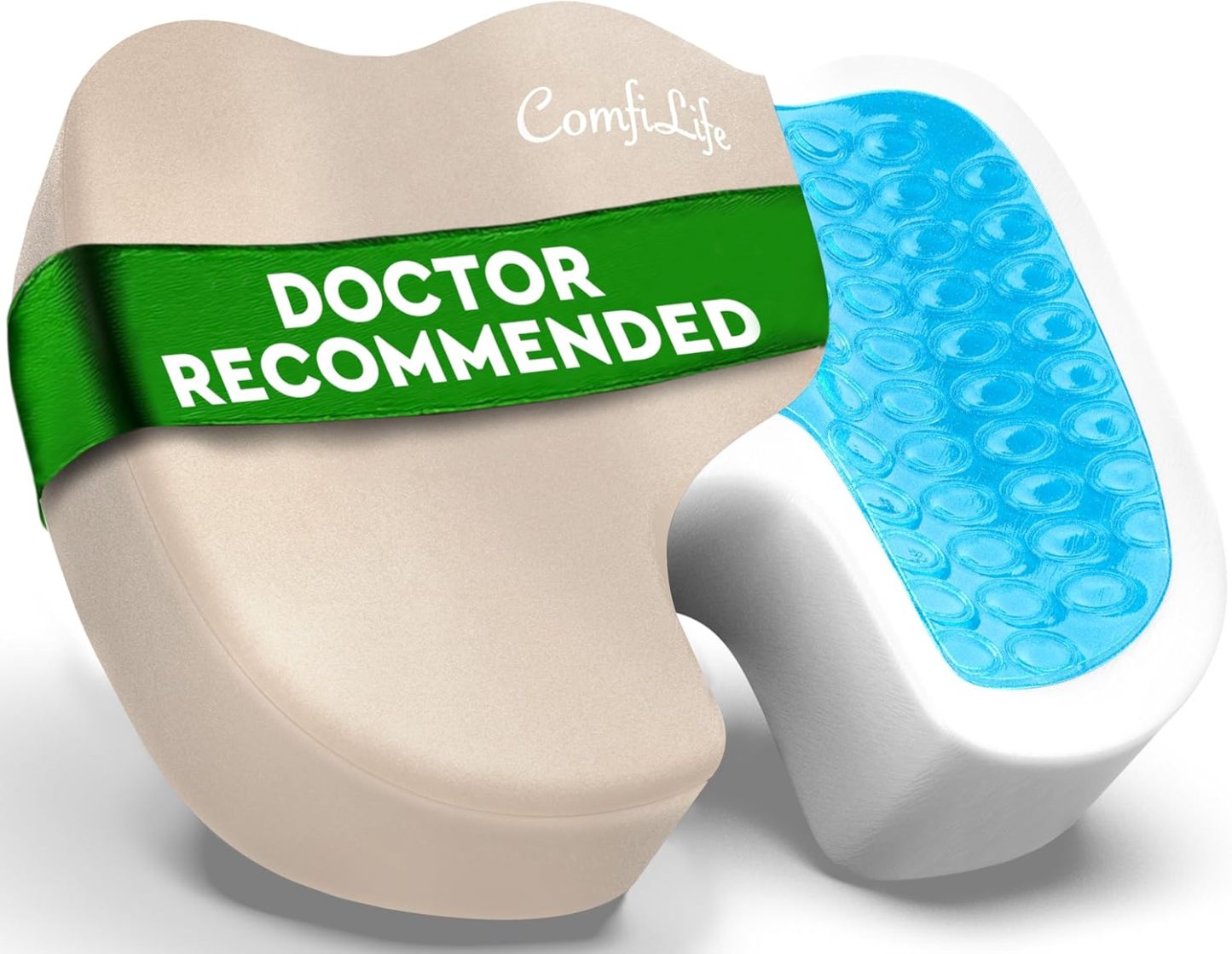 Pernă de scaun ComfiLife Premium Gel + spumă cu memorie – Pernă pentru scaun de birou recomandată de medic, pernă pentru scaun auto – Perne pentru scaun pentru ameliorarea durerilor de spate și sciatică – Perne de scaun pentru birou și birou (negru)
