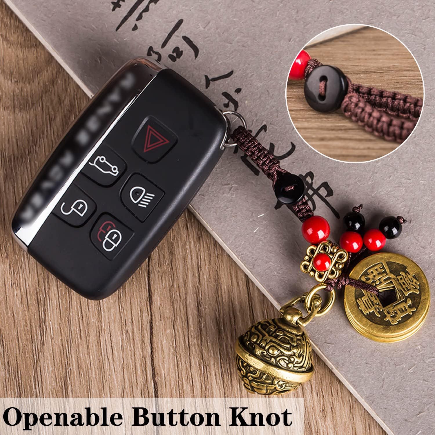 🍀[Cumpărați unul și primiți trei gratuit]! ✨Dragon Teeth Amulet Feng Shui Lucky Breloc, Accesoriu pentru geantă pentru farmecul norocului cu cinci monede Feng Shui Lucky Charm Ciciuc