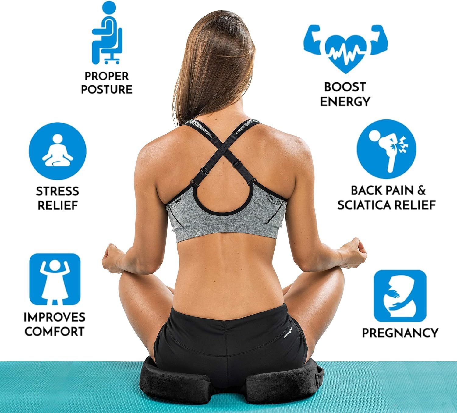 Pernă de scaun ComfiLife Premium Gel + spumă cu memorie – Pernă pentru scaun de birou recomandată de medic, pernă pentru scaun auto – Perne pentru scaun pentru ameliorarea durerilor de spate și sciatică – Perne de scaun pentru birou și birou (negru)