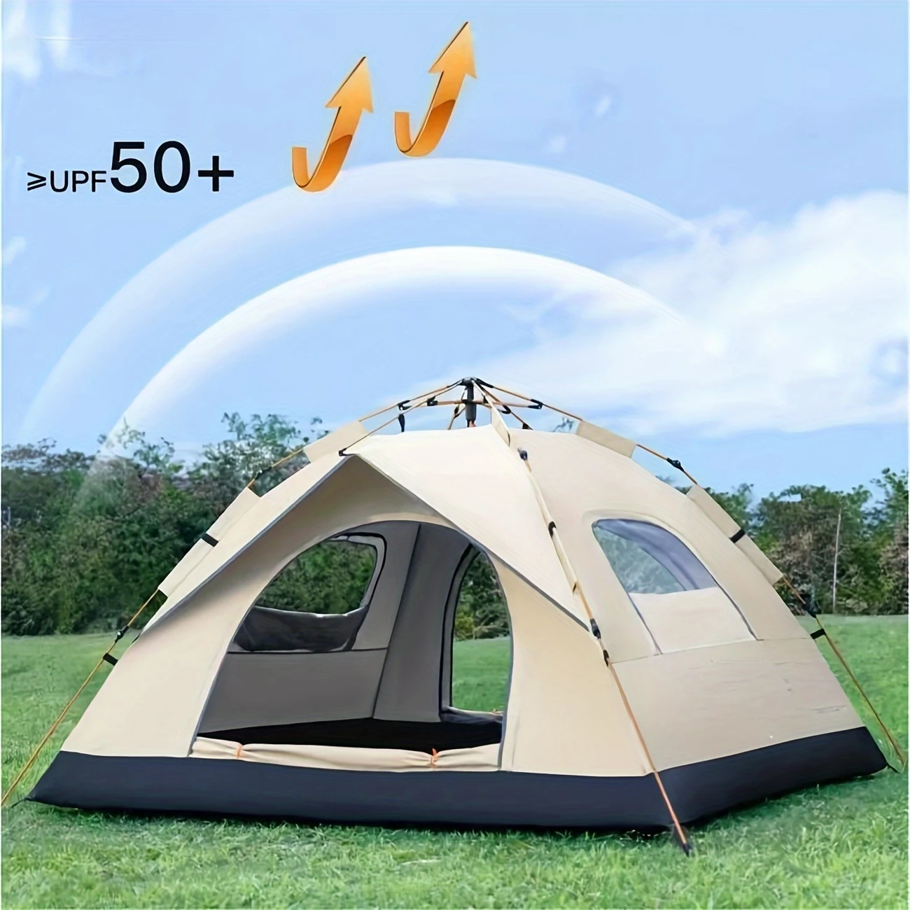   automat cu deschidere rapida,   de camping pentru calatorii in aer   cu autoturismul,   rezistent la ploaie si soare pentru plaja,   impotriva soarelui,   portabil pentru pescuit si drumetii pentru 2-3/3-4 persoane detalii 2