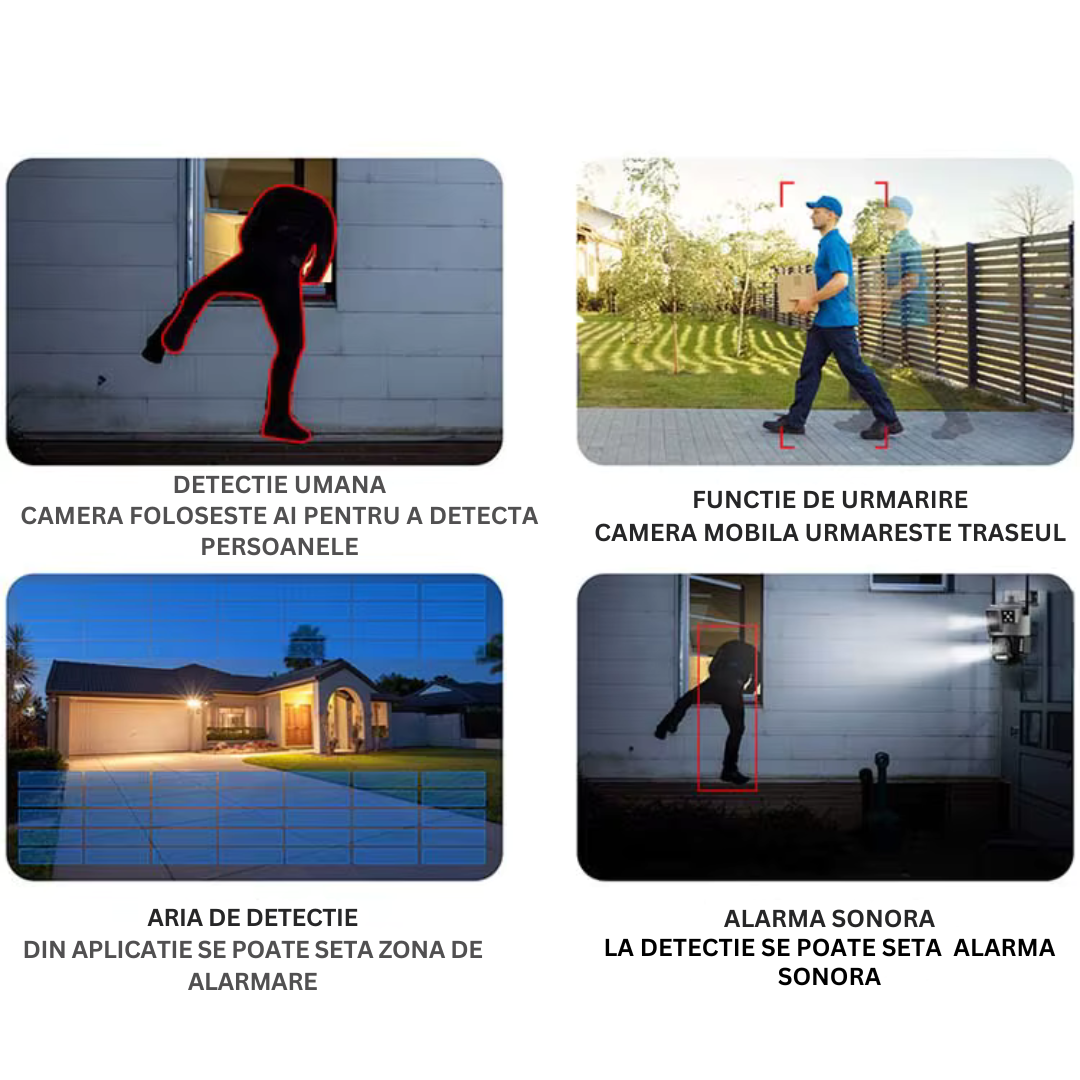 Camera de Supraveghere Solara 4G Cartela SIM 4K . Panou Solar 30W. Rezistenta La Apa IP 66