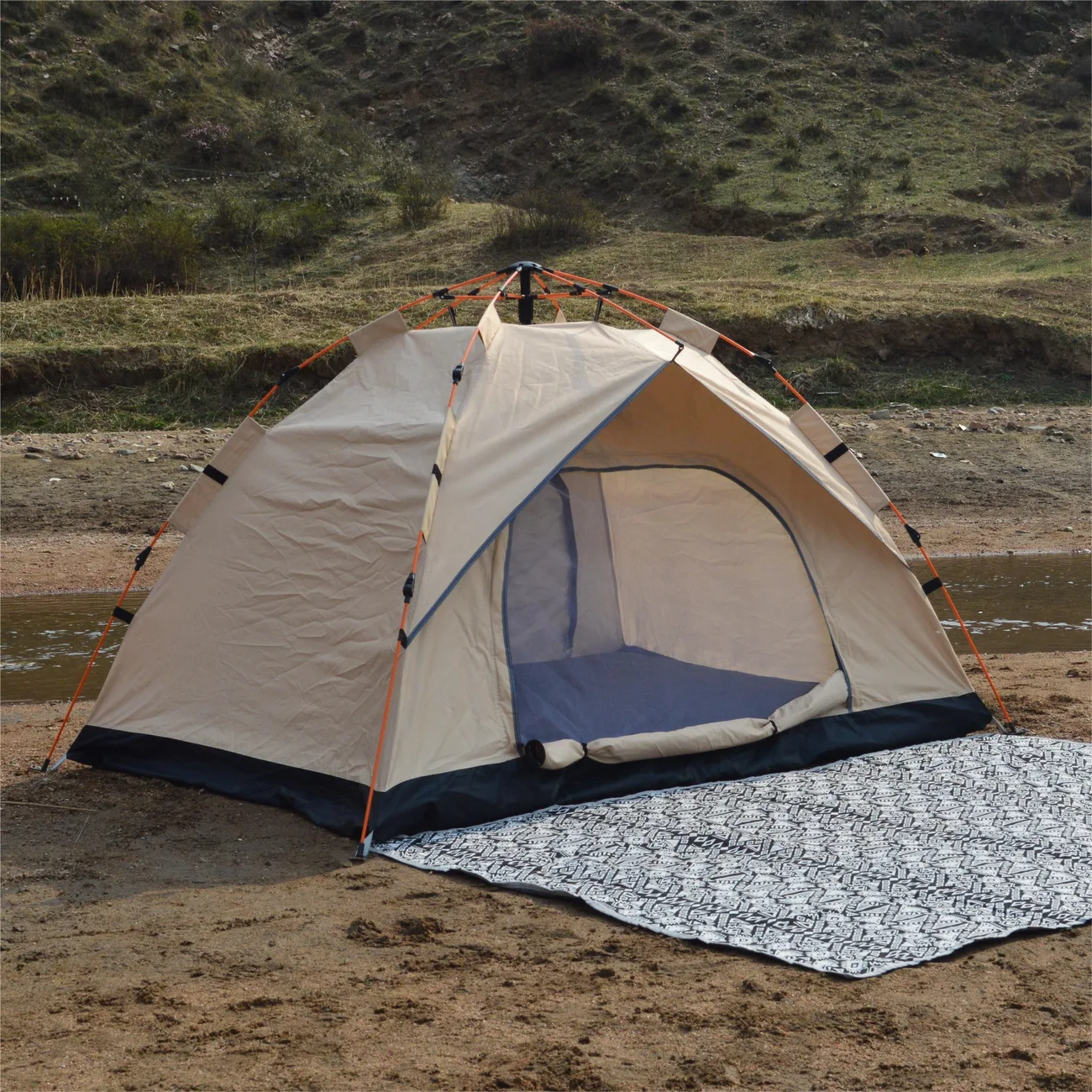   automat cu deschidere rapida,   de camping pentru calatorii in aer   cu autoturismul,   rezistent la ploaie si soare pentru plaja,   impotriva soarelui,   portabil pentru pescuit si drumetii pentru 2-3/3-4 persoane detalii 5