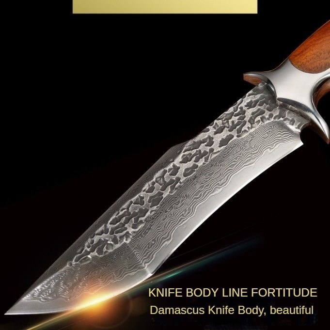 Falsificat Damascus VG10 Cuțit de înaltă duritate în aer liber Carry Defense Knife Sharp Tritium colecționabil Broken General Micul cuțit drept mic drept