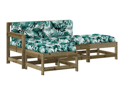 4 muebles de jardín con cojines de madera de pino impregnada. Domiona-domiona