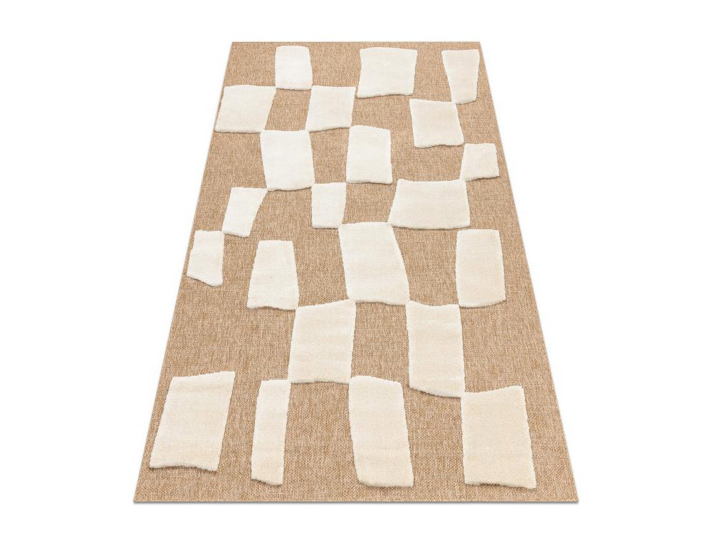 alfombra beige / crema - Geométrico, sisal, estructural 180x270 cm Domiona-domiona