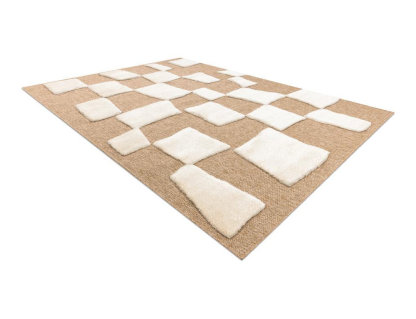 alfombra beige / crema - Geométrico, sisal, estructural 180x270 cm Domiona-domiona