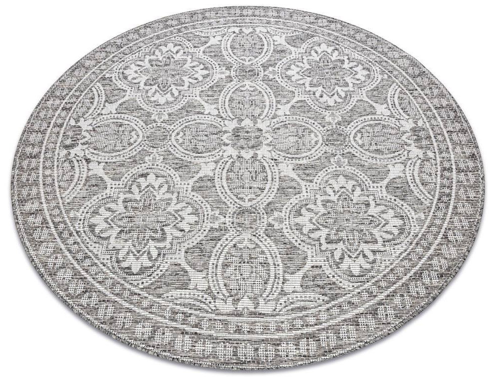 Alfombra de cuerda sisal Circulo Boho marfil/plateado/taupe 120 cm Domiona-domiona